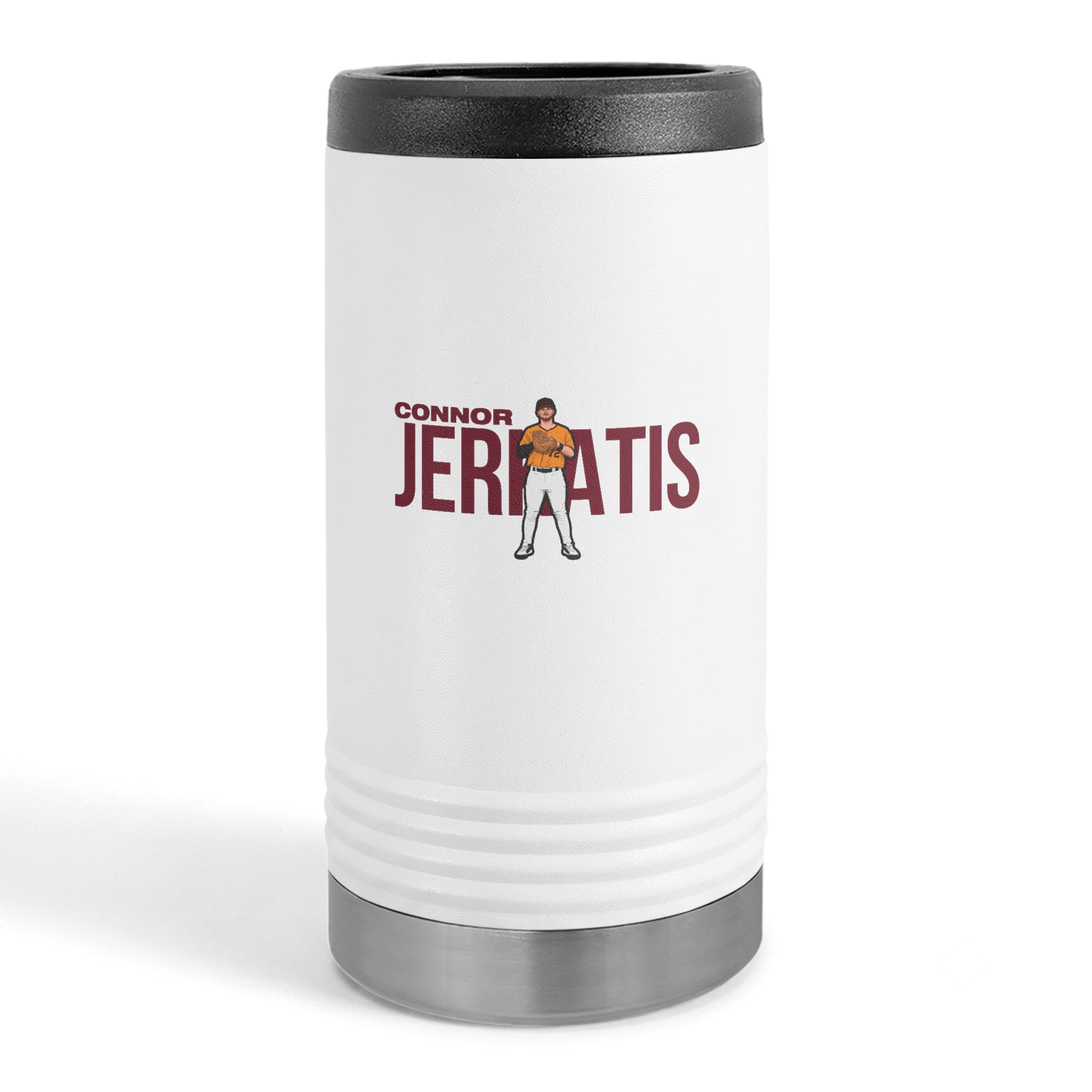 Slim Stainless Can Cooler — character_player_name in White