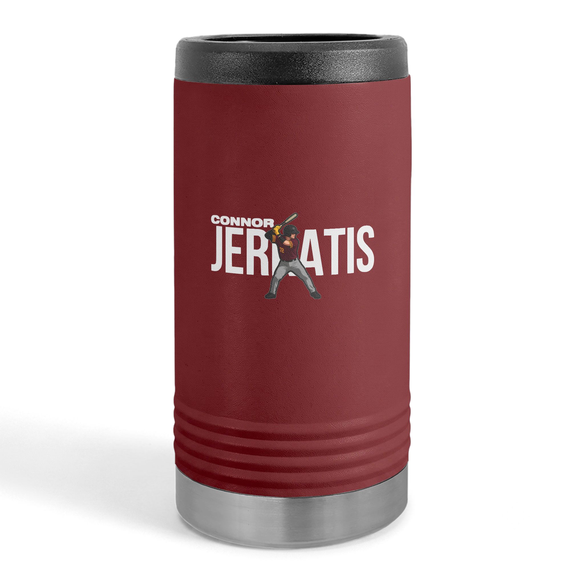 Slim Stainless Can Cooler — character_player_name in Maroon