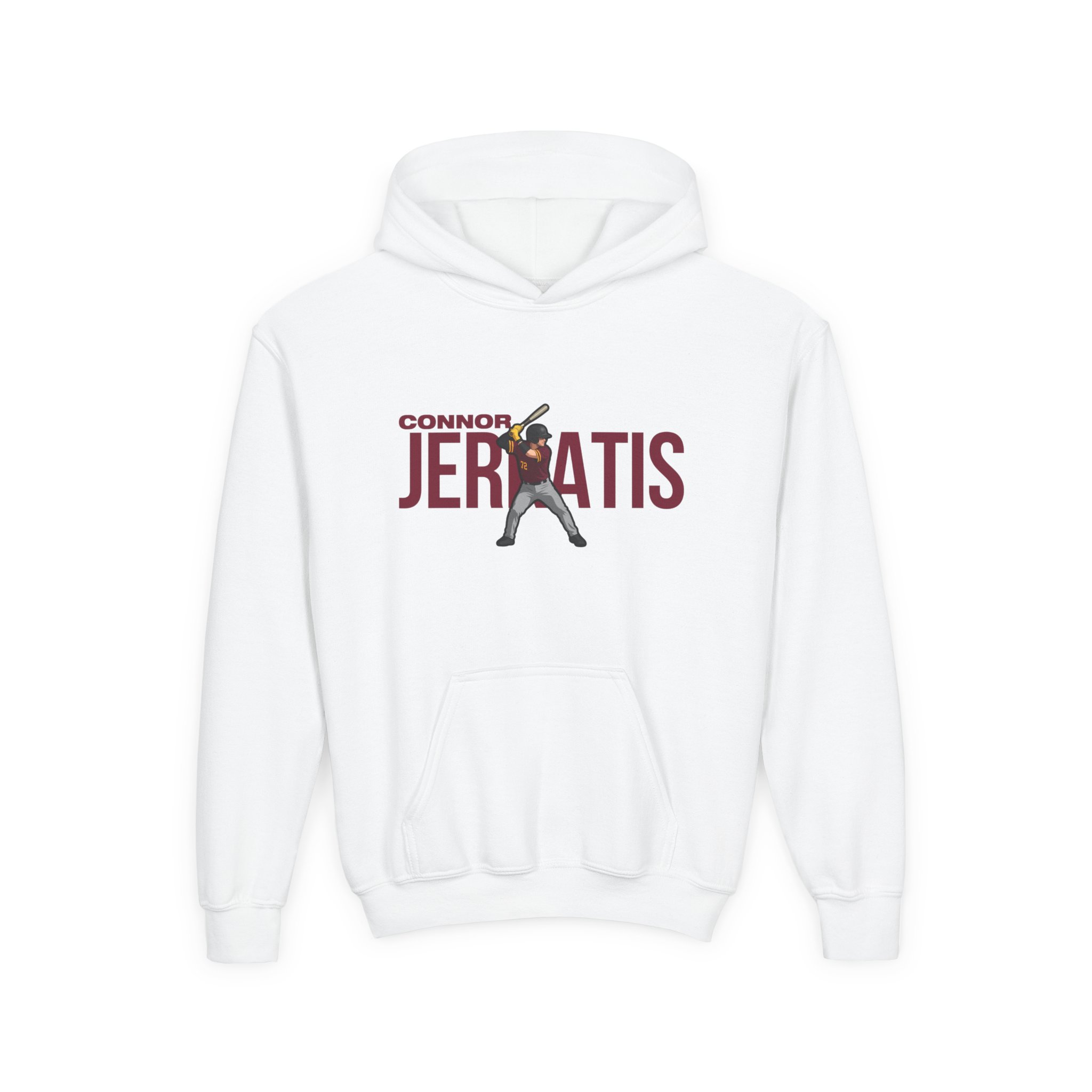 Youth Hoodie — character_player_name in White