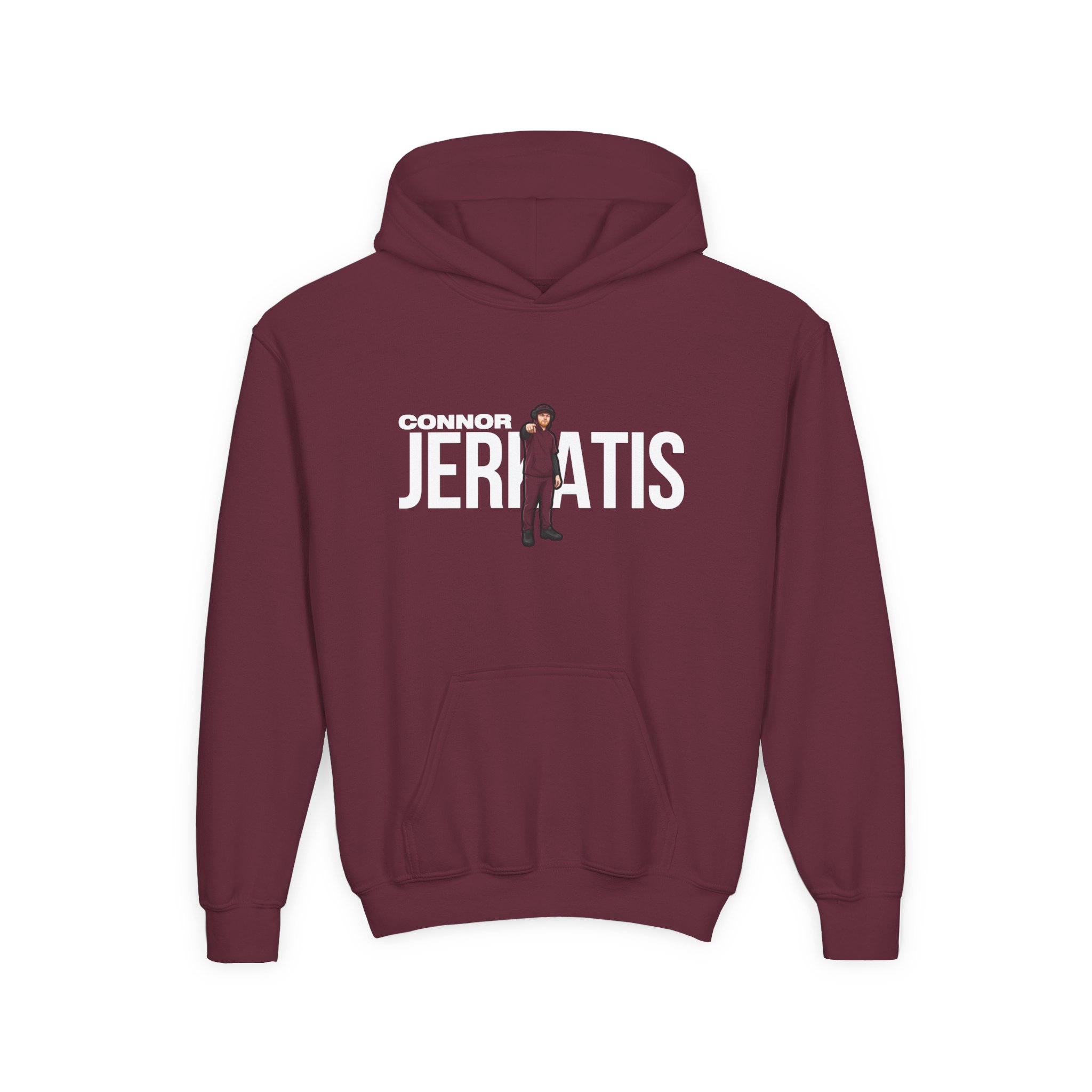 Youth Hoodie — character_player_name in Maroon