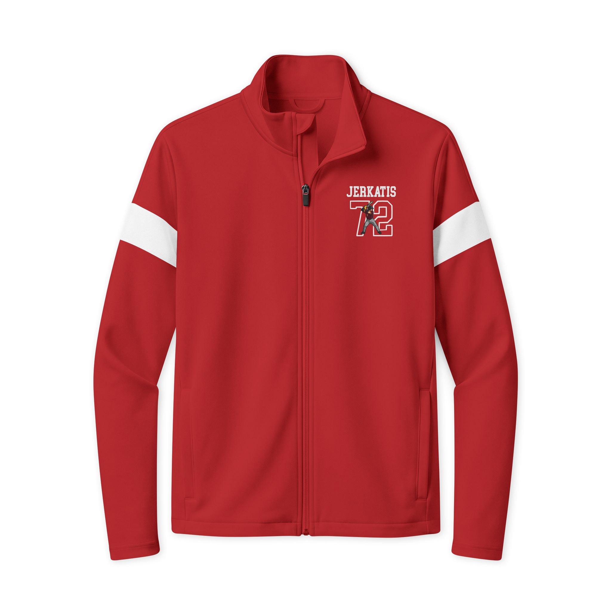 Travel Full-Zip Jacket — character_shirsey in Deep Red/ White