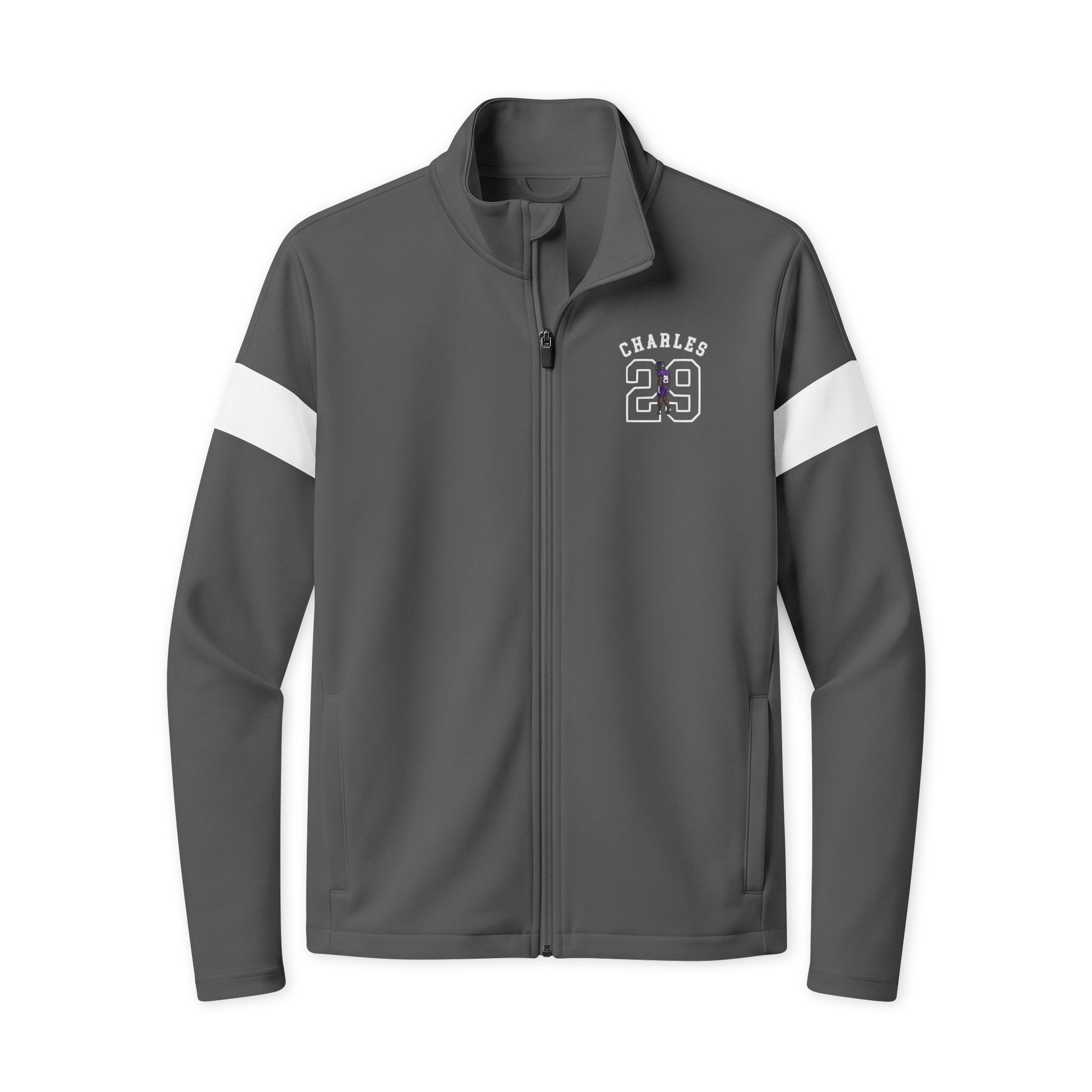 Travel Full-Zip Jacket — character_shirsey_arch in Iron Grey/ White