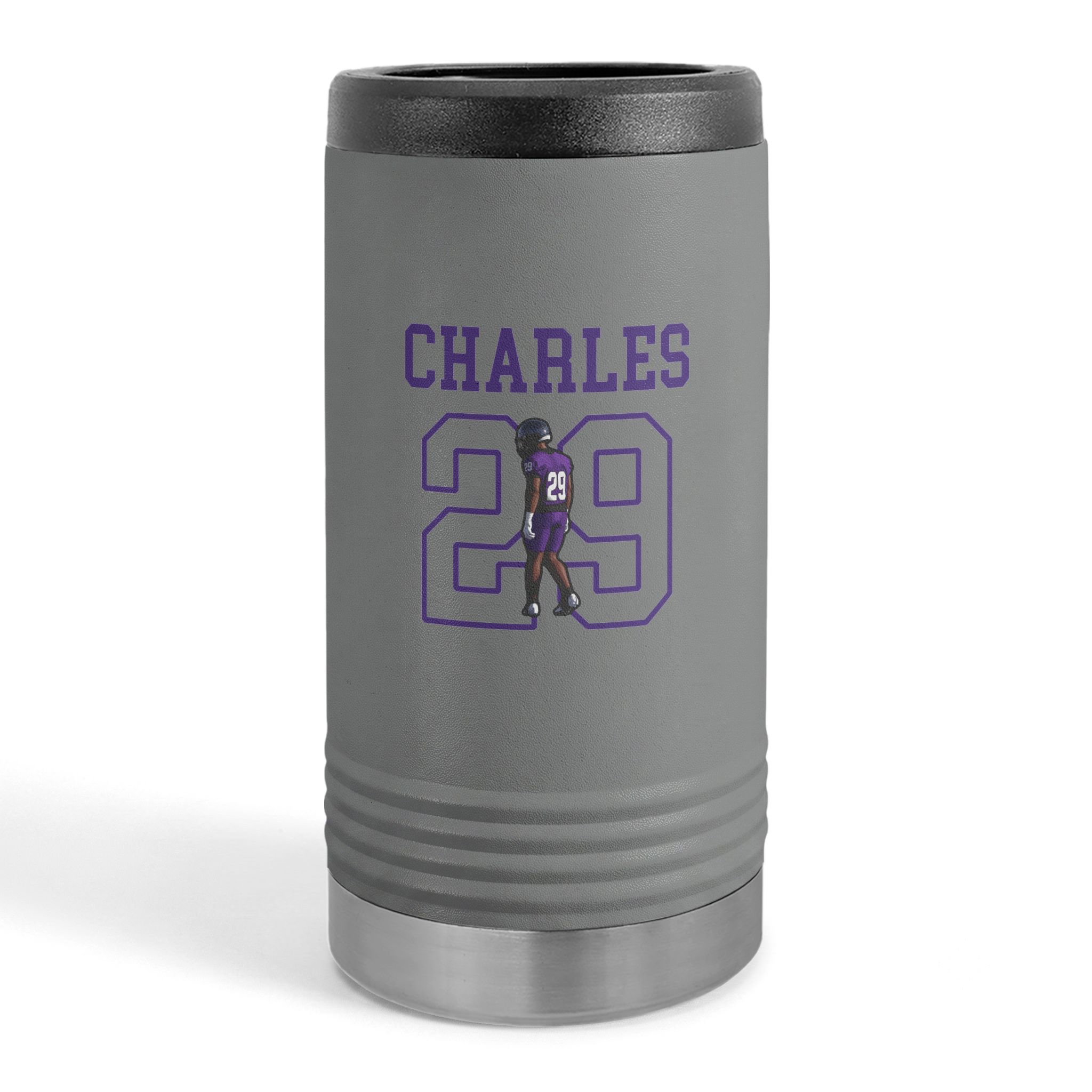 Slim Stainless Can Cooler — character_shirsey in Grey