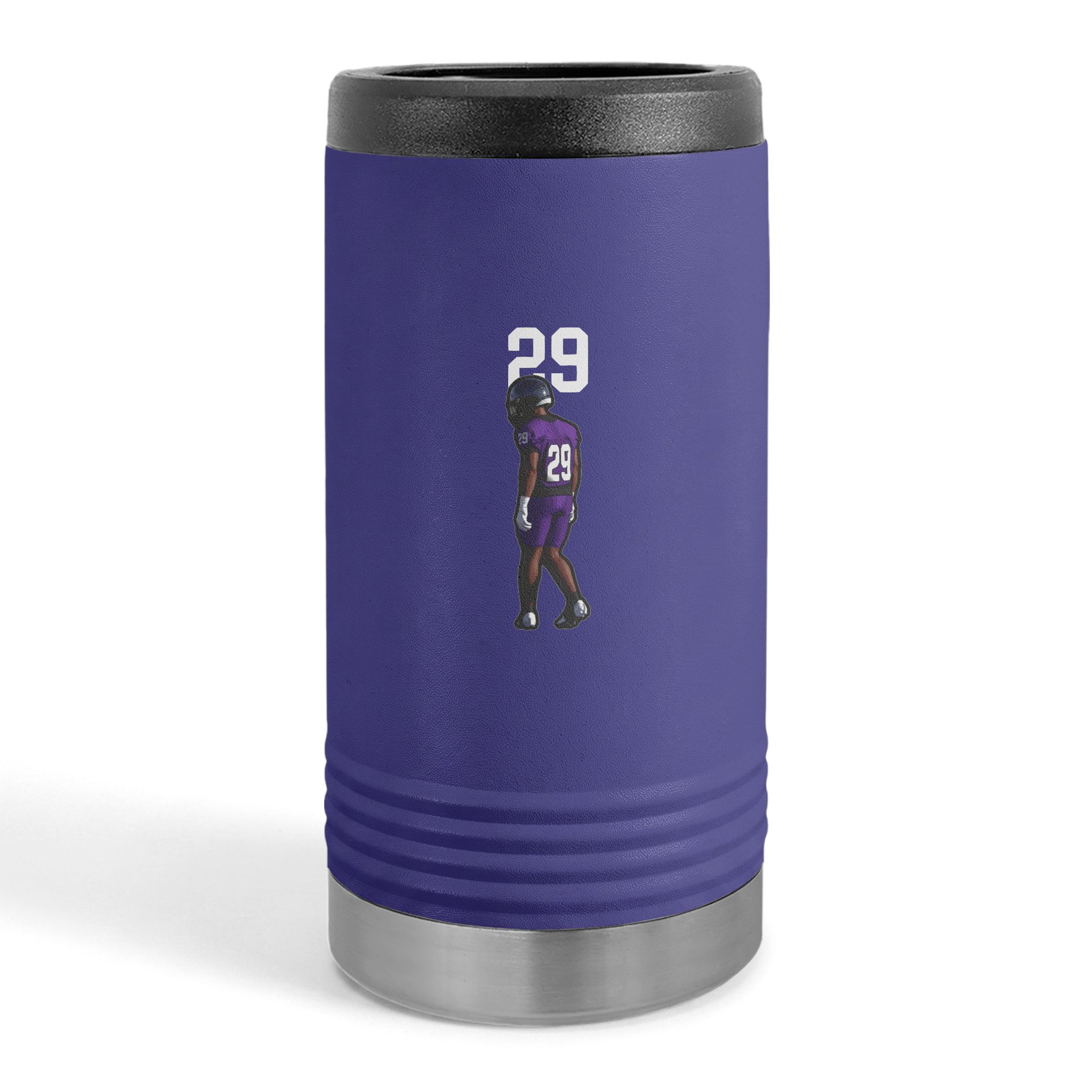 Slim Stainless Can Cooler — character_number_top in Purple