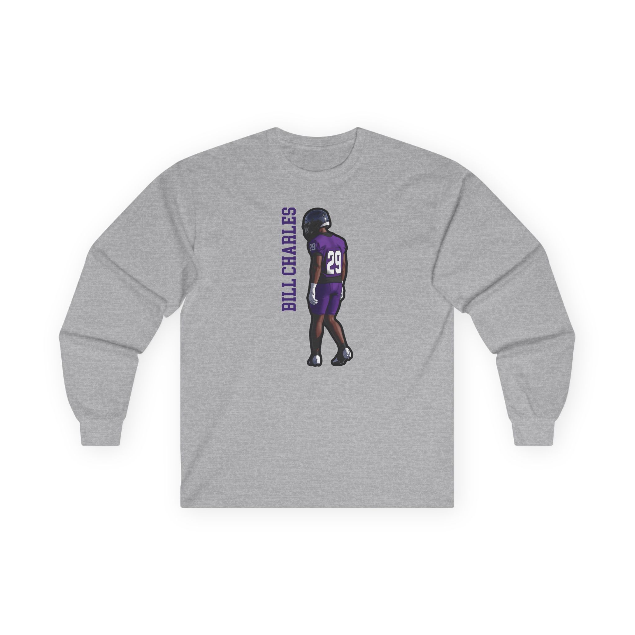 Long Sleeve Tee — character_name_vertical in Grey