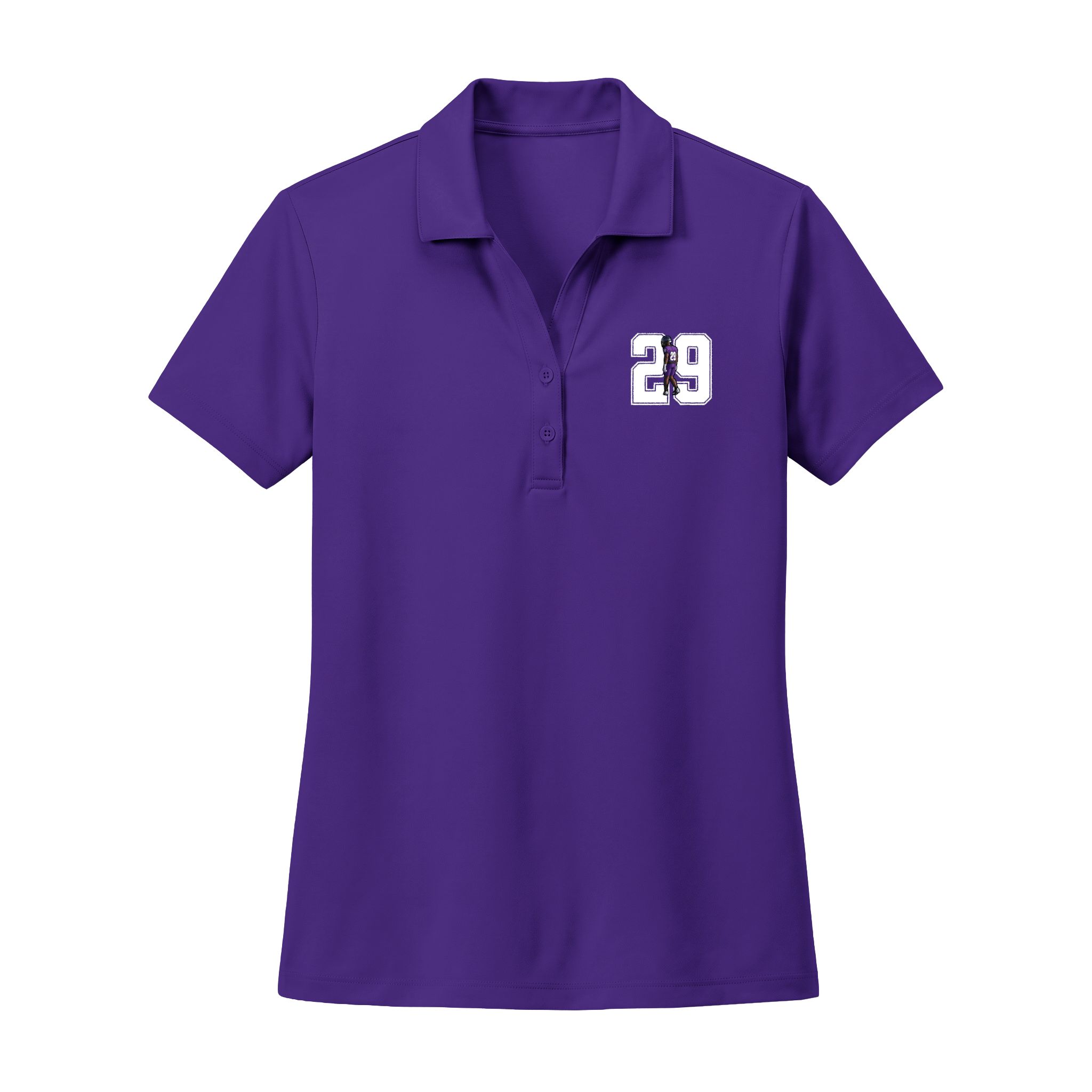 Women's Polo — character_number in Purple