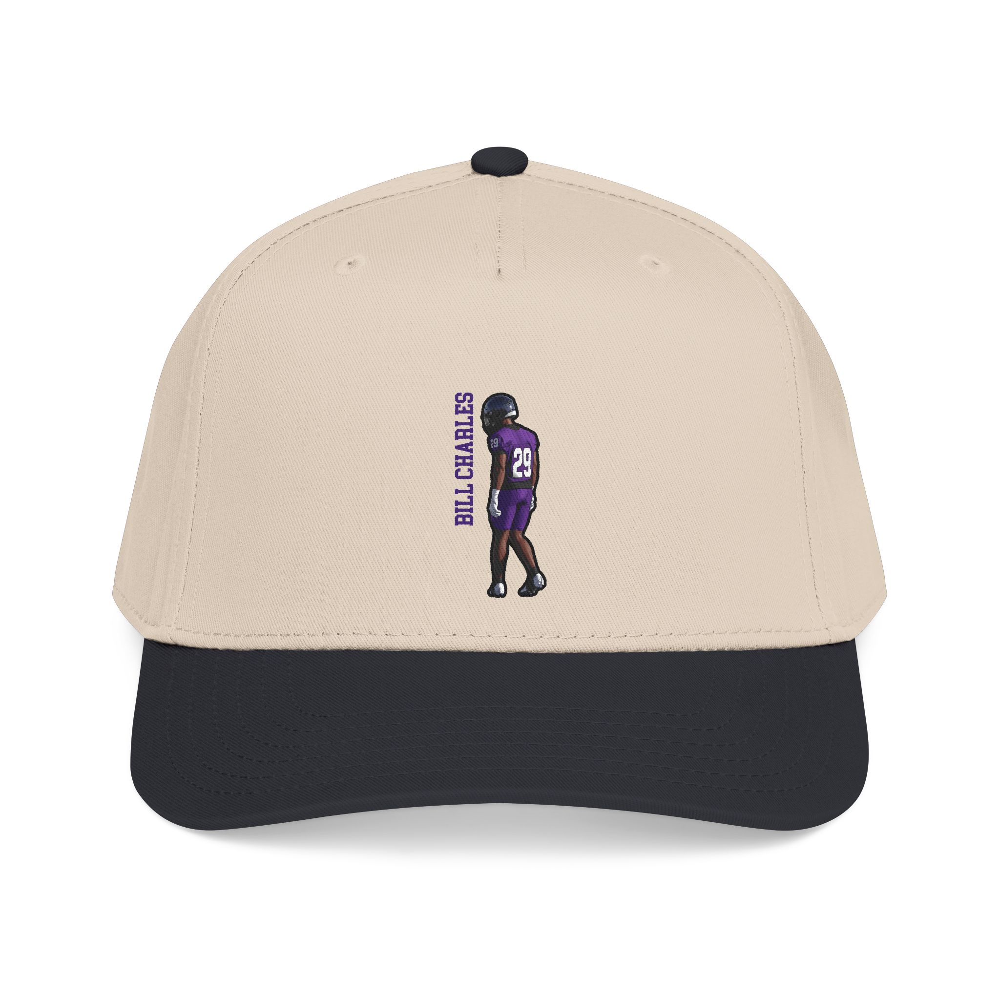 Baseball Cap — character_name_vertical in Black / Natural