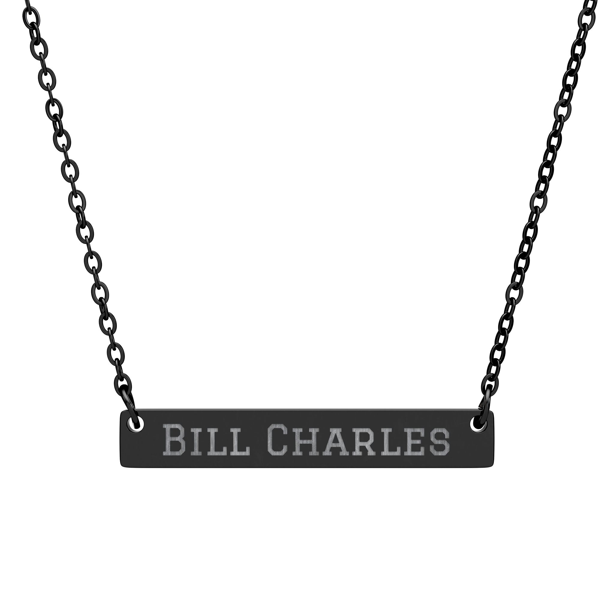 Engraved Bar Necklace — Classic in Black