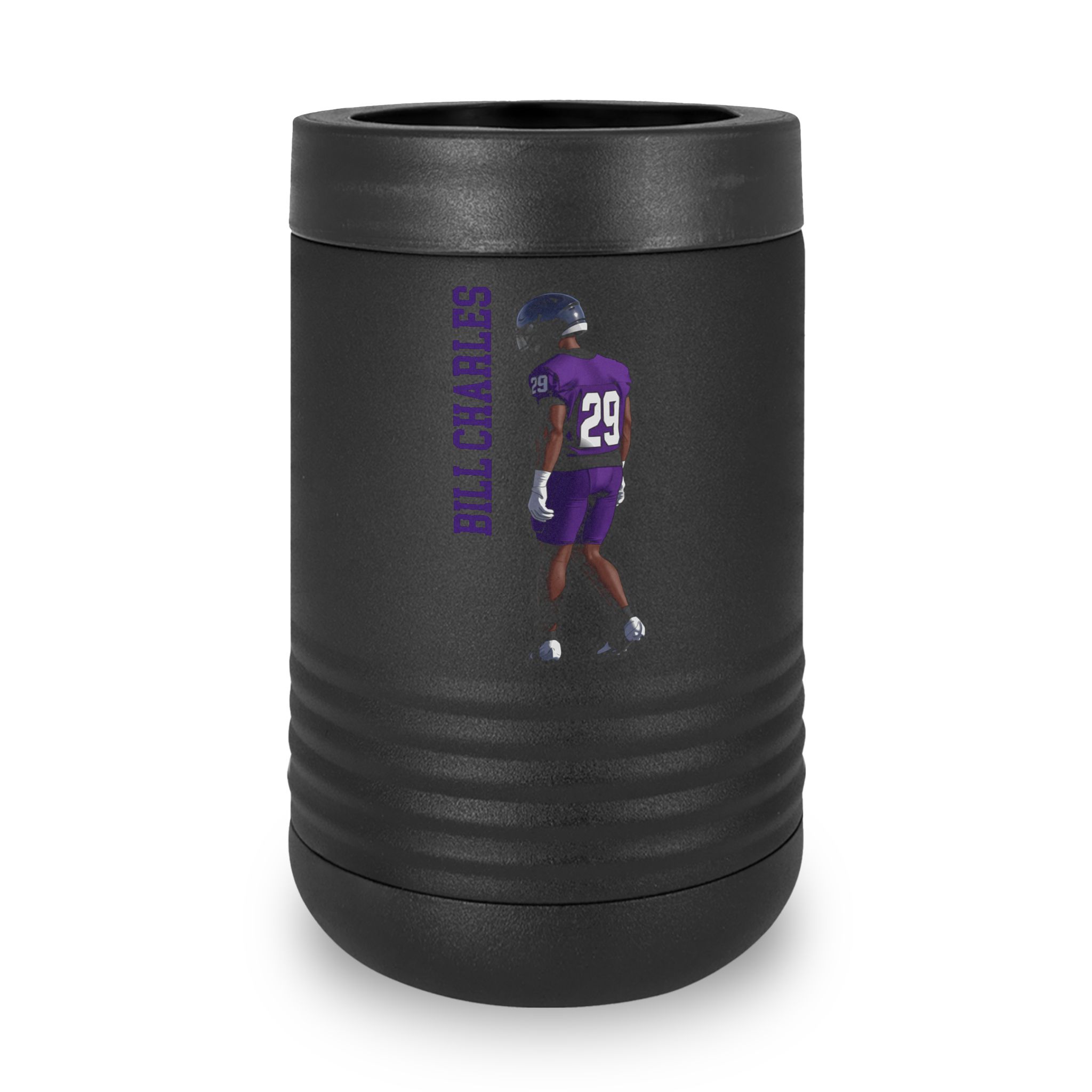 Stainless Can Cooler — character_name_vertical in Black