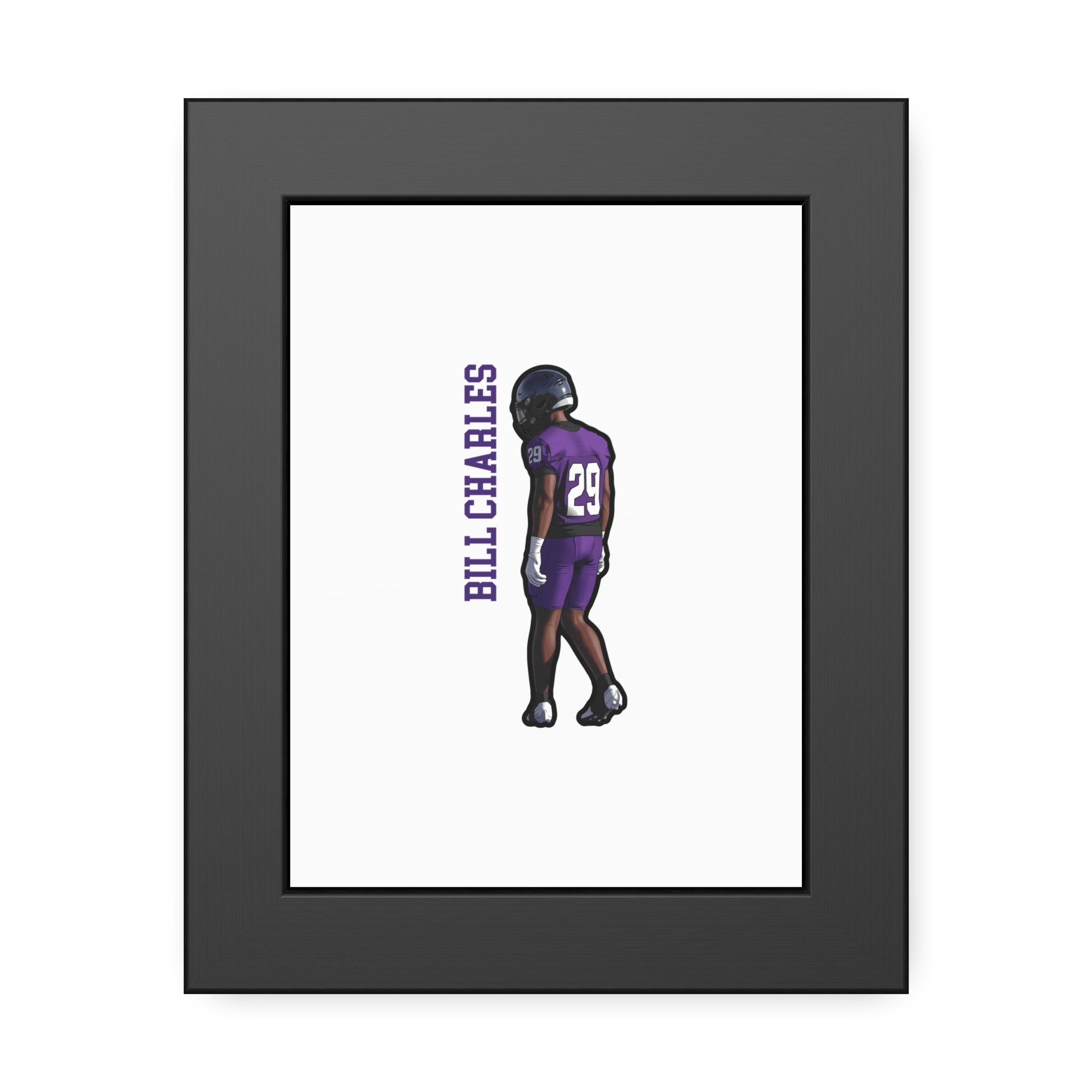 Framed Poster — character_name_vertical in Black