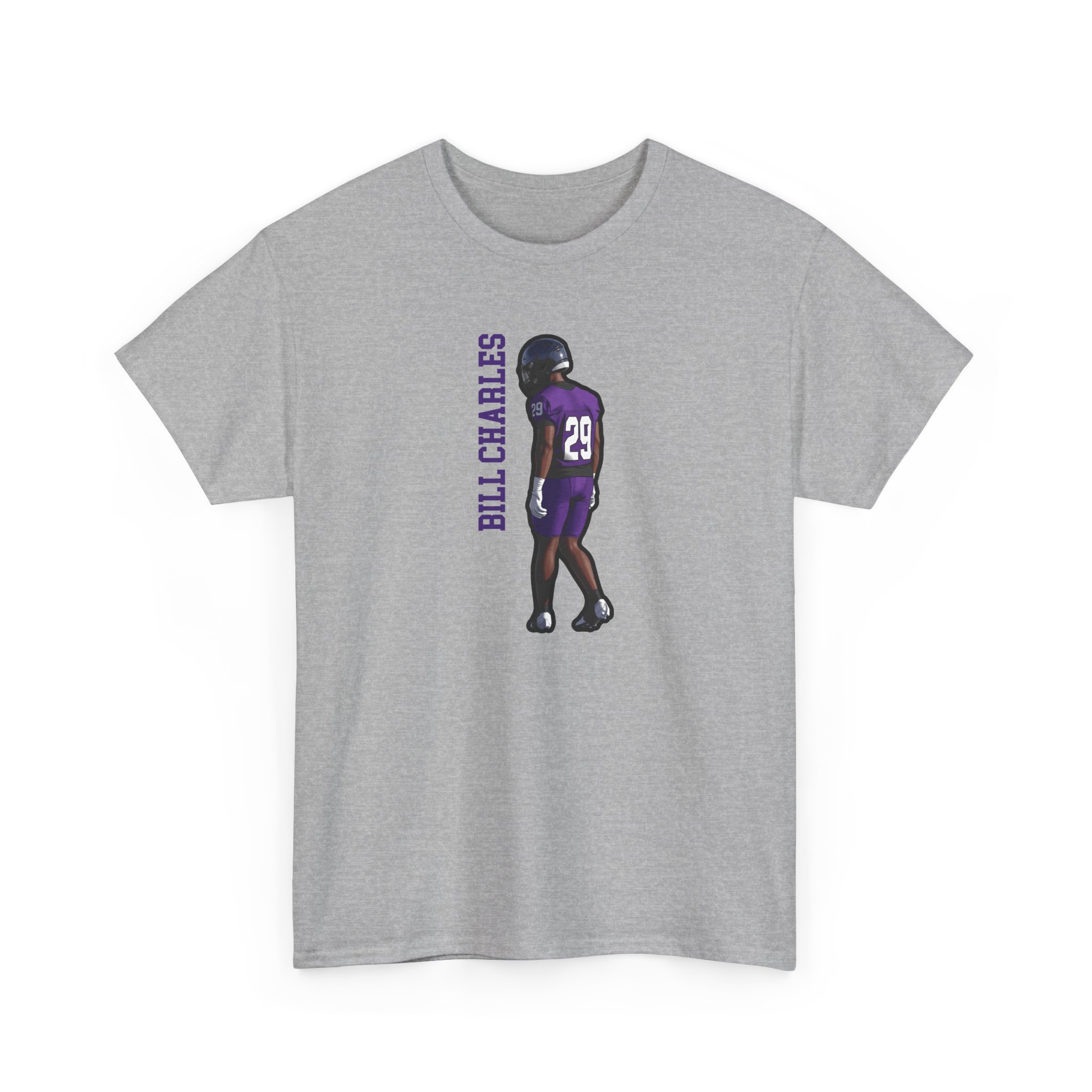 Tee — character_name_vertical in Grey