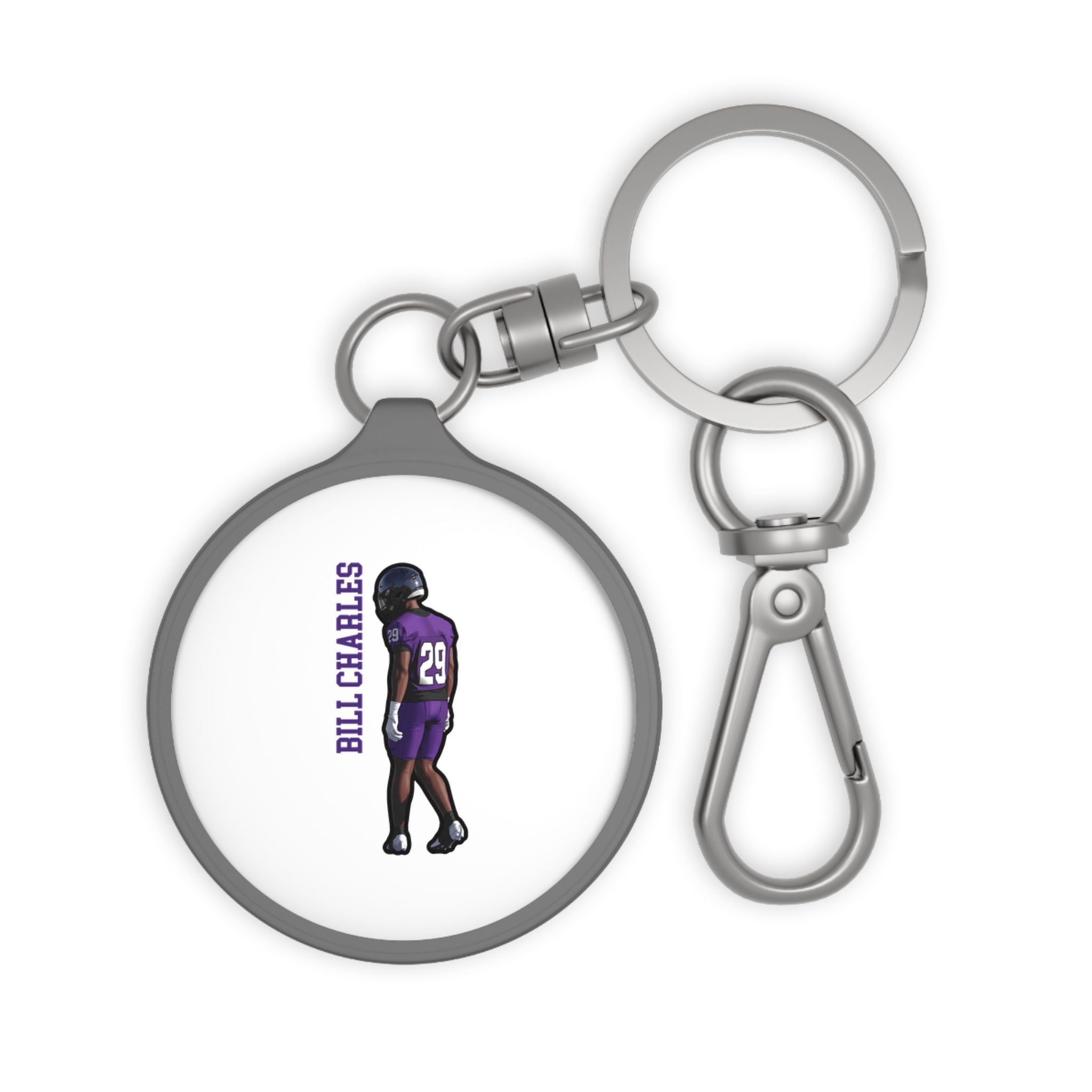 Keychain — character_name_vertical in Grey