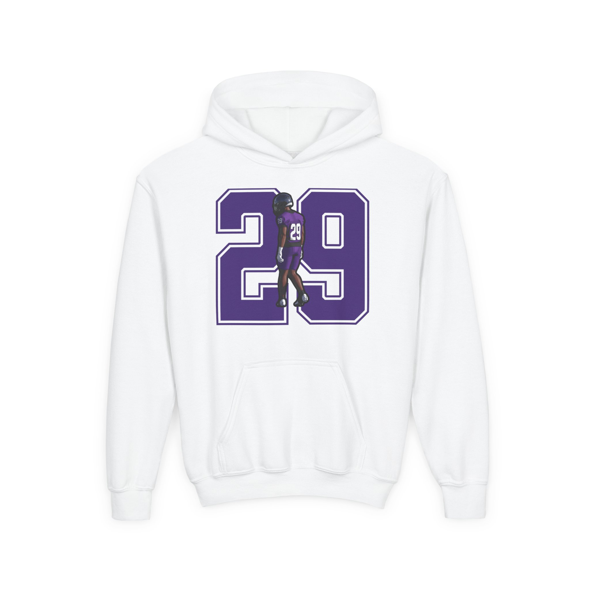 Youth Hoodie — character_number in White