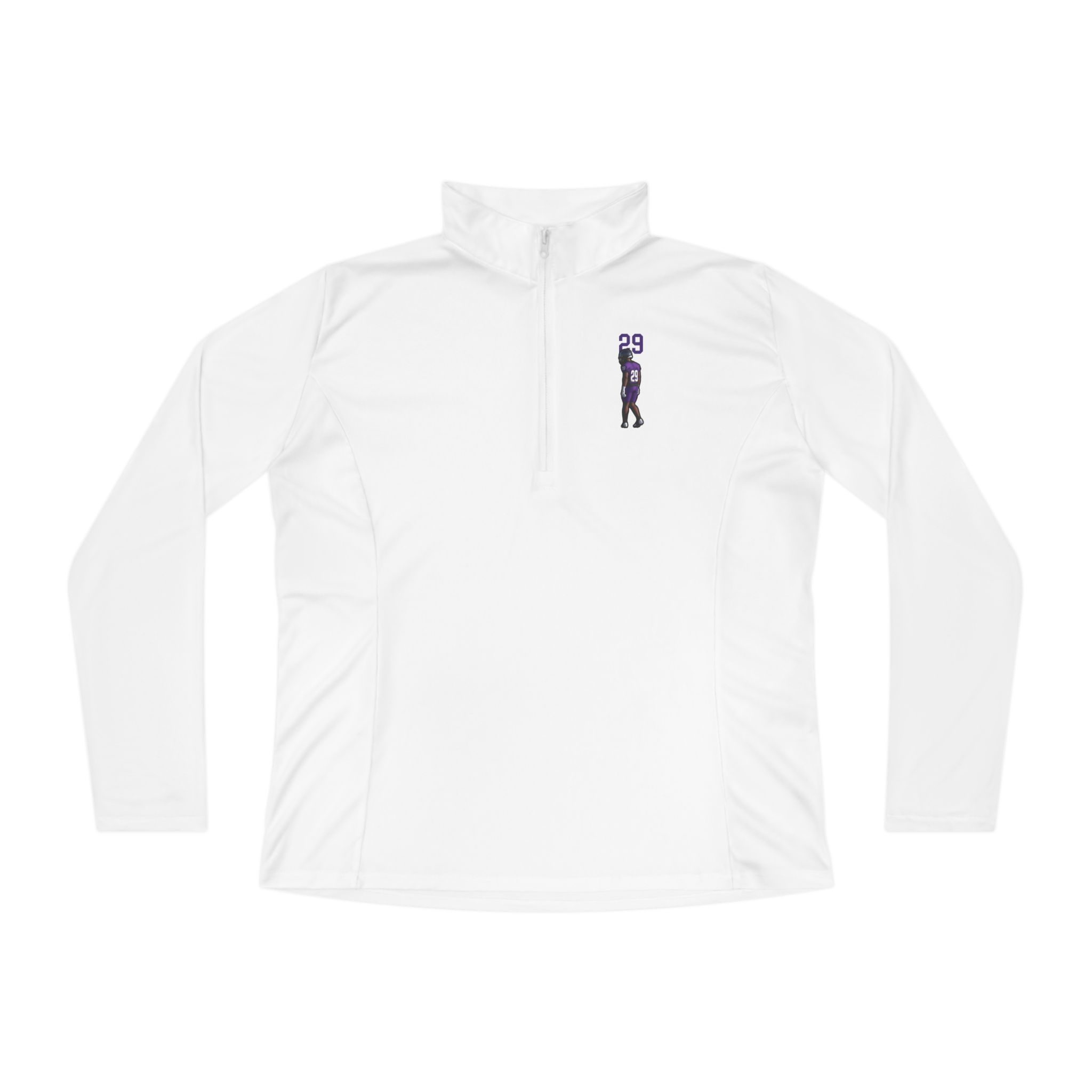 Women's Q-Zip Pullover — character_number_top in White