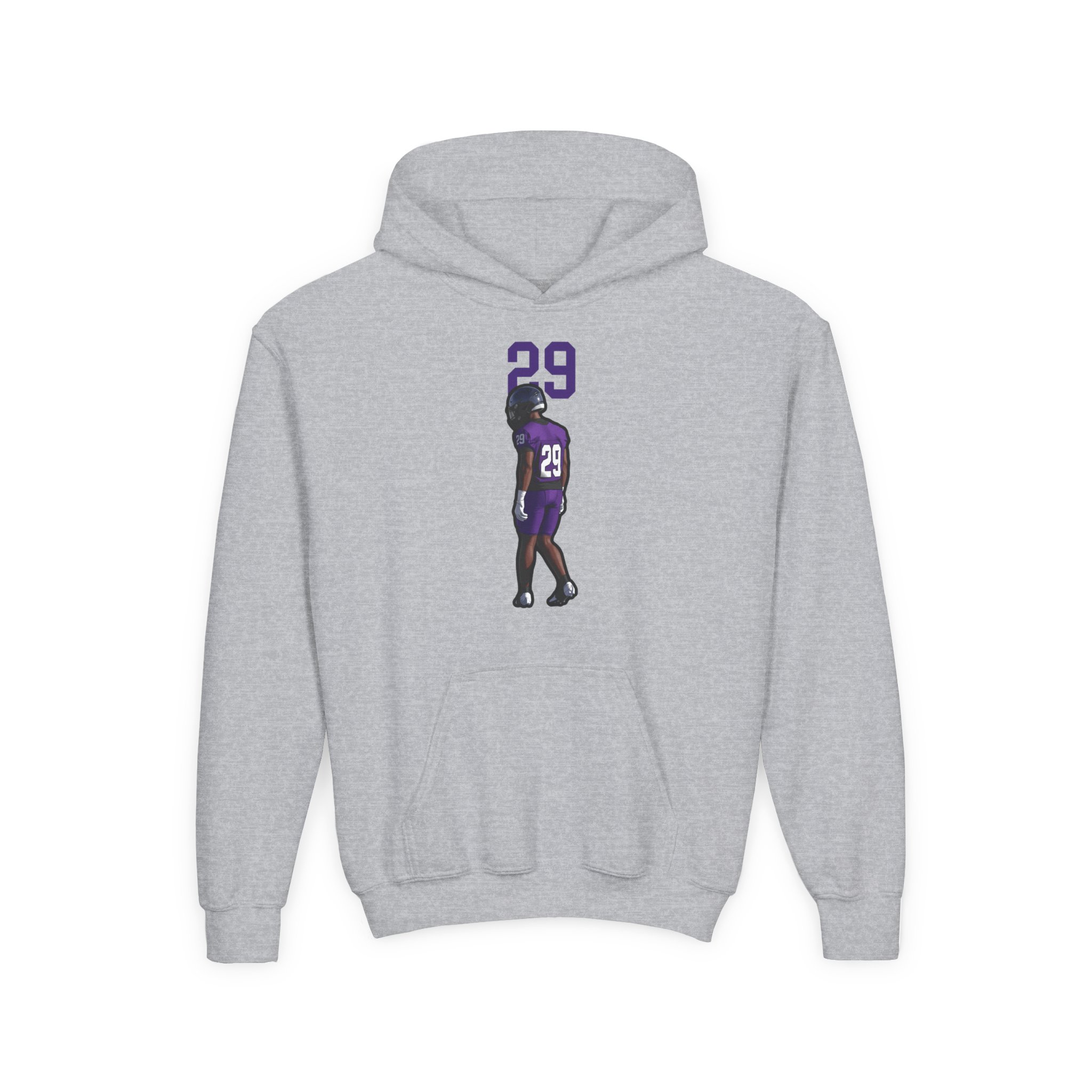 Youth Hoodie — character_number_top in Grey