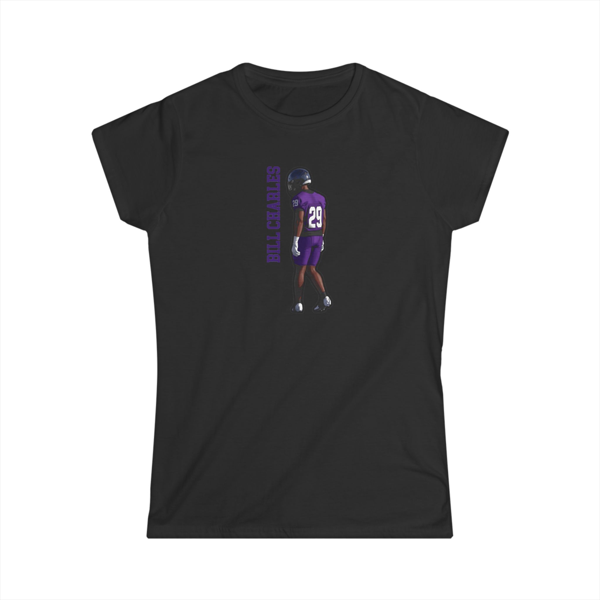Women's Softstyle Tee — character_name_vertical in Black