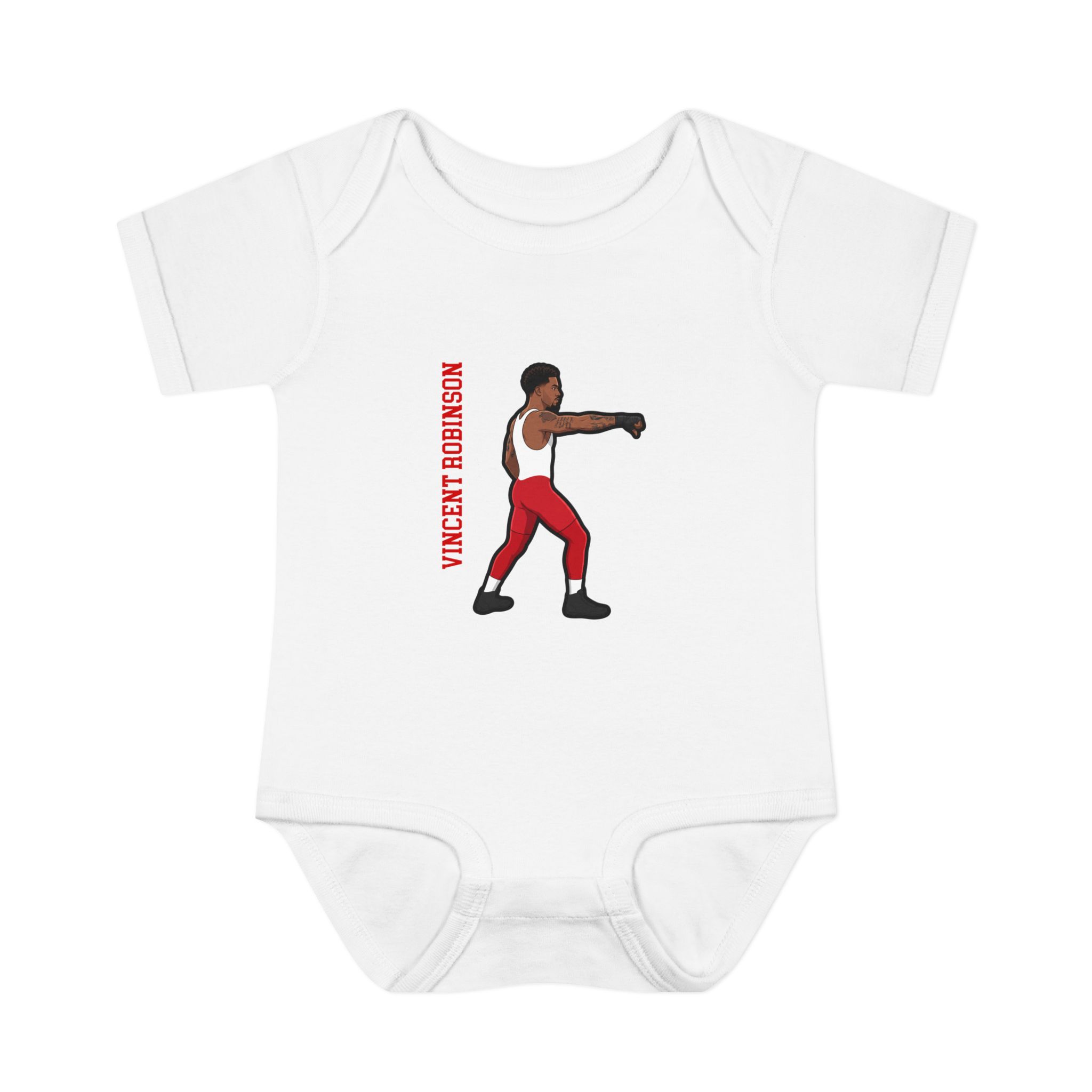 Baby Onesie — character_name_vertical in White