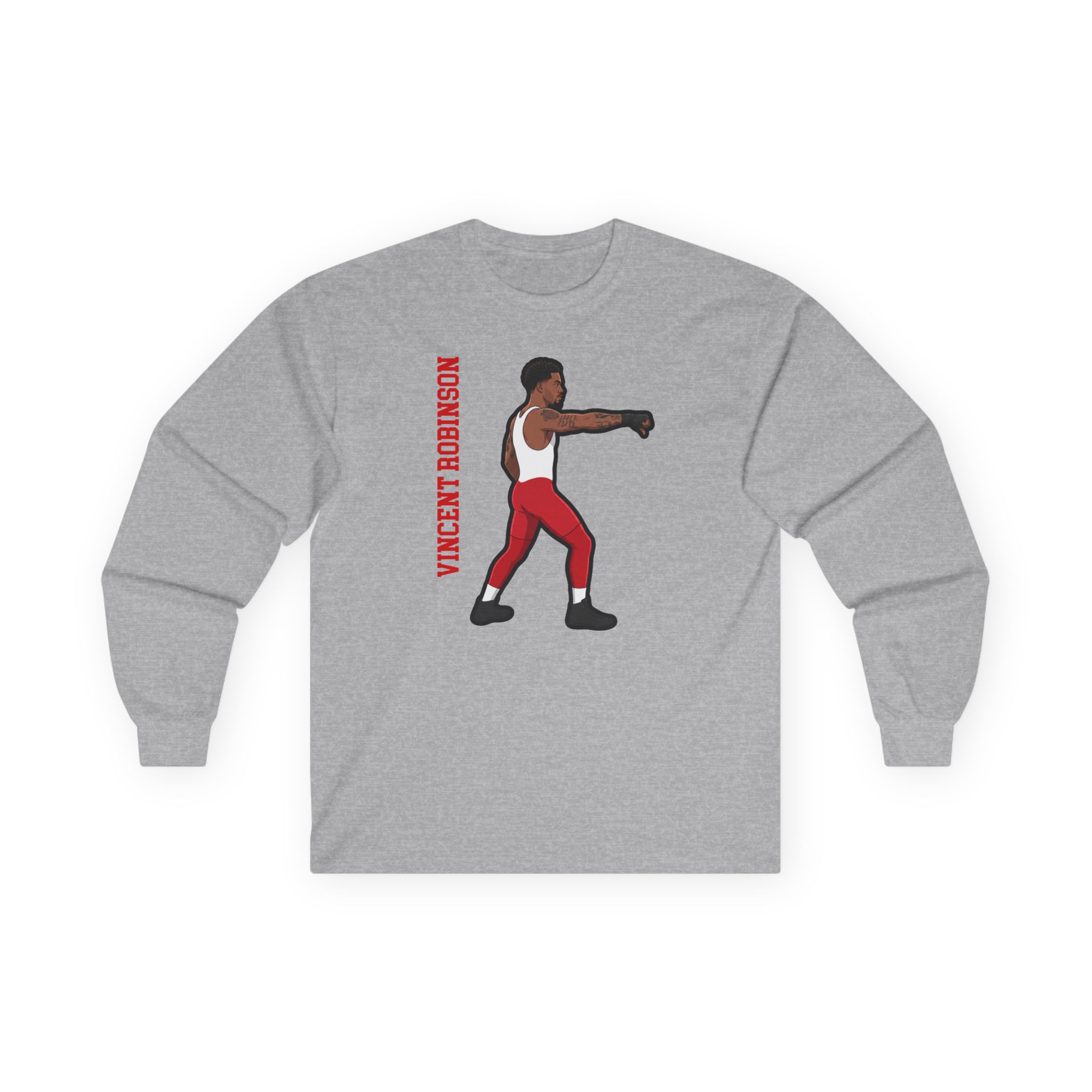 Long Sleeve Tee — character_name_vertical in Grey