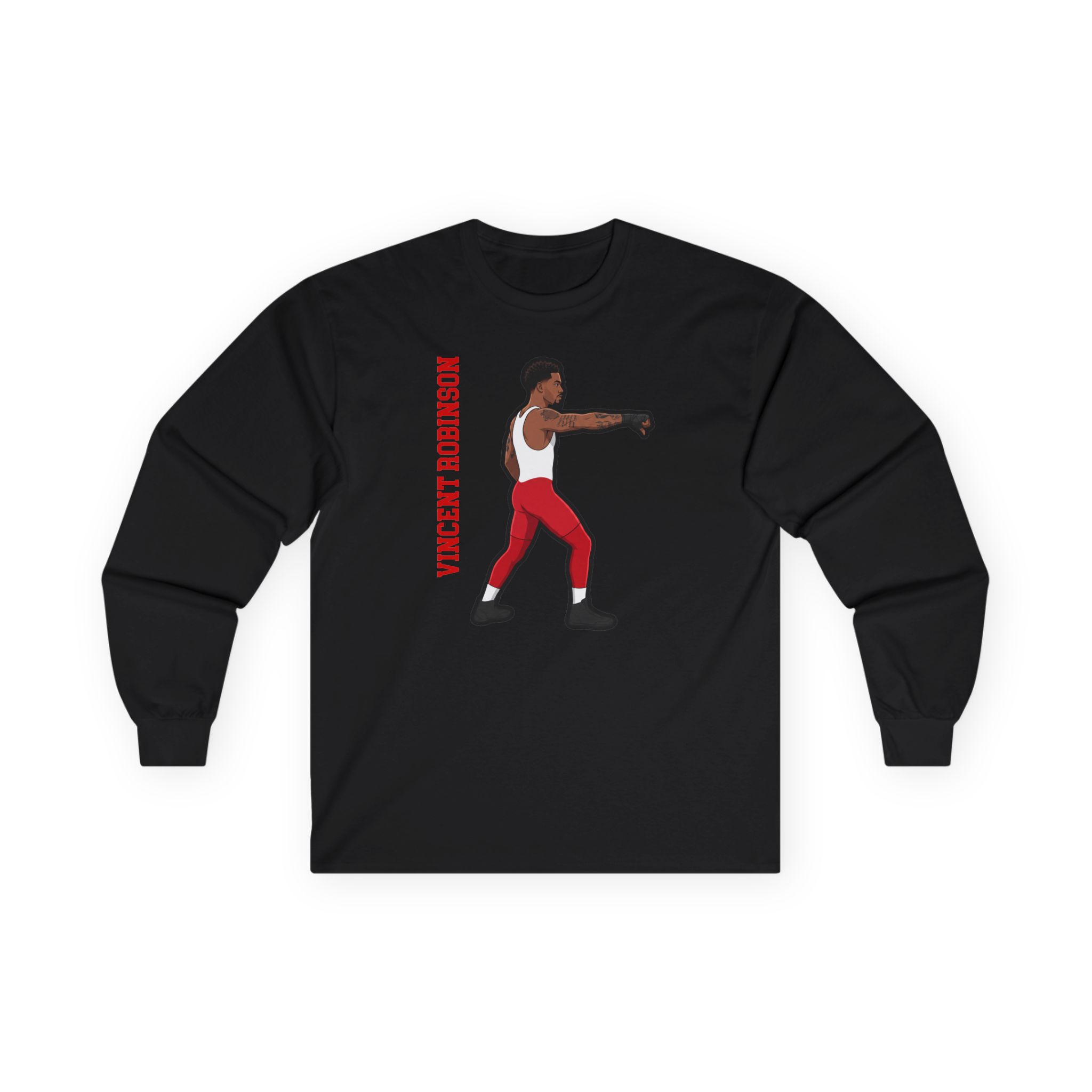 Long Sleeve Tee — character_name_vertical in Black