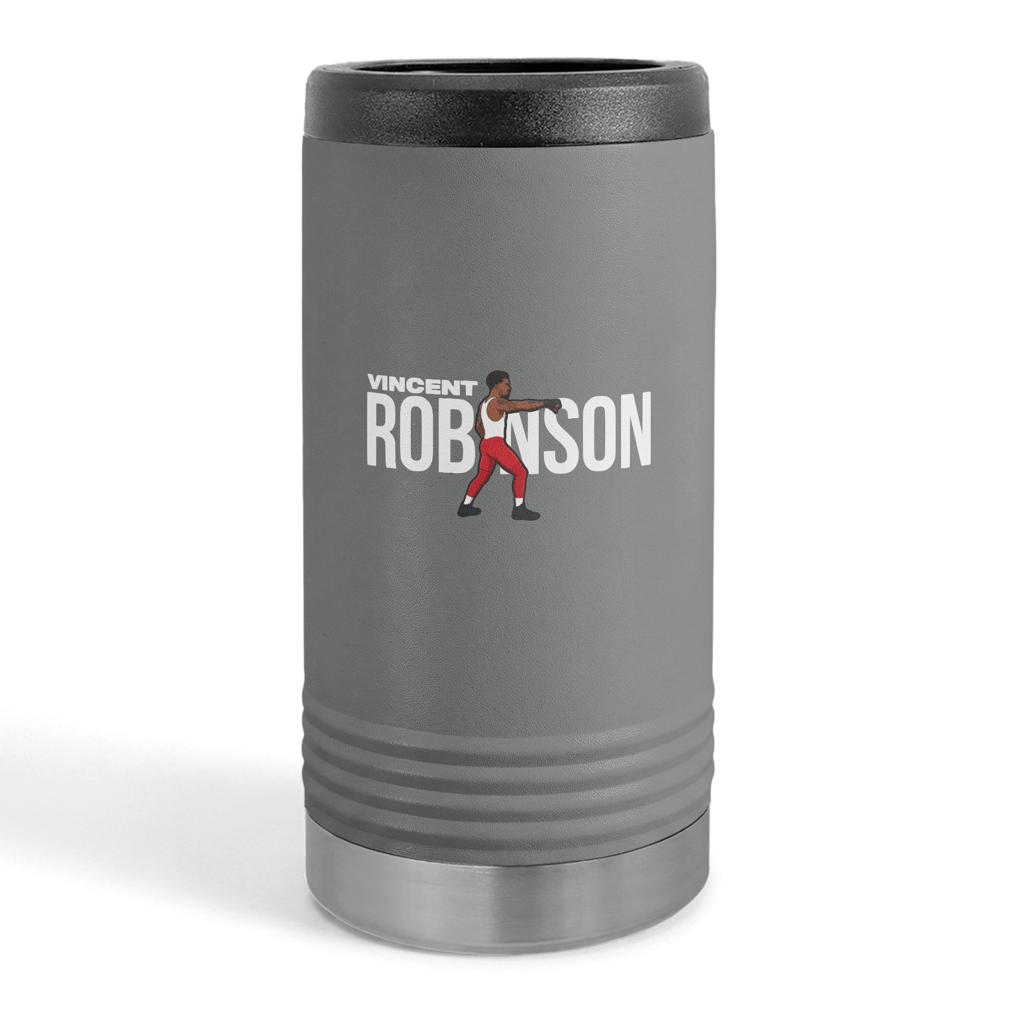 Slim Stainless Can Cooler — character_player_name in Grey