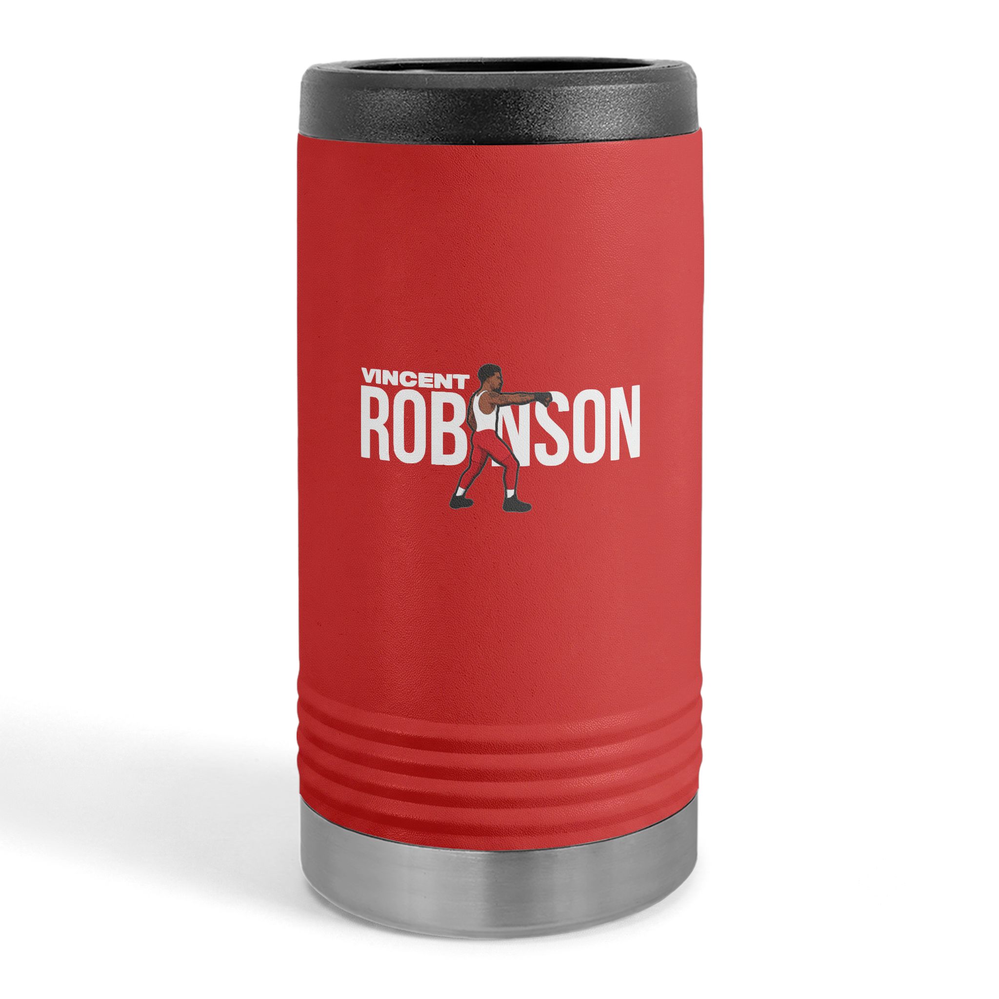 Slim Stainless Can Cooler — character_player_name in Red
