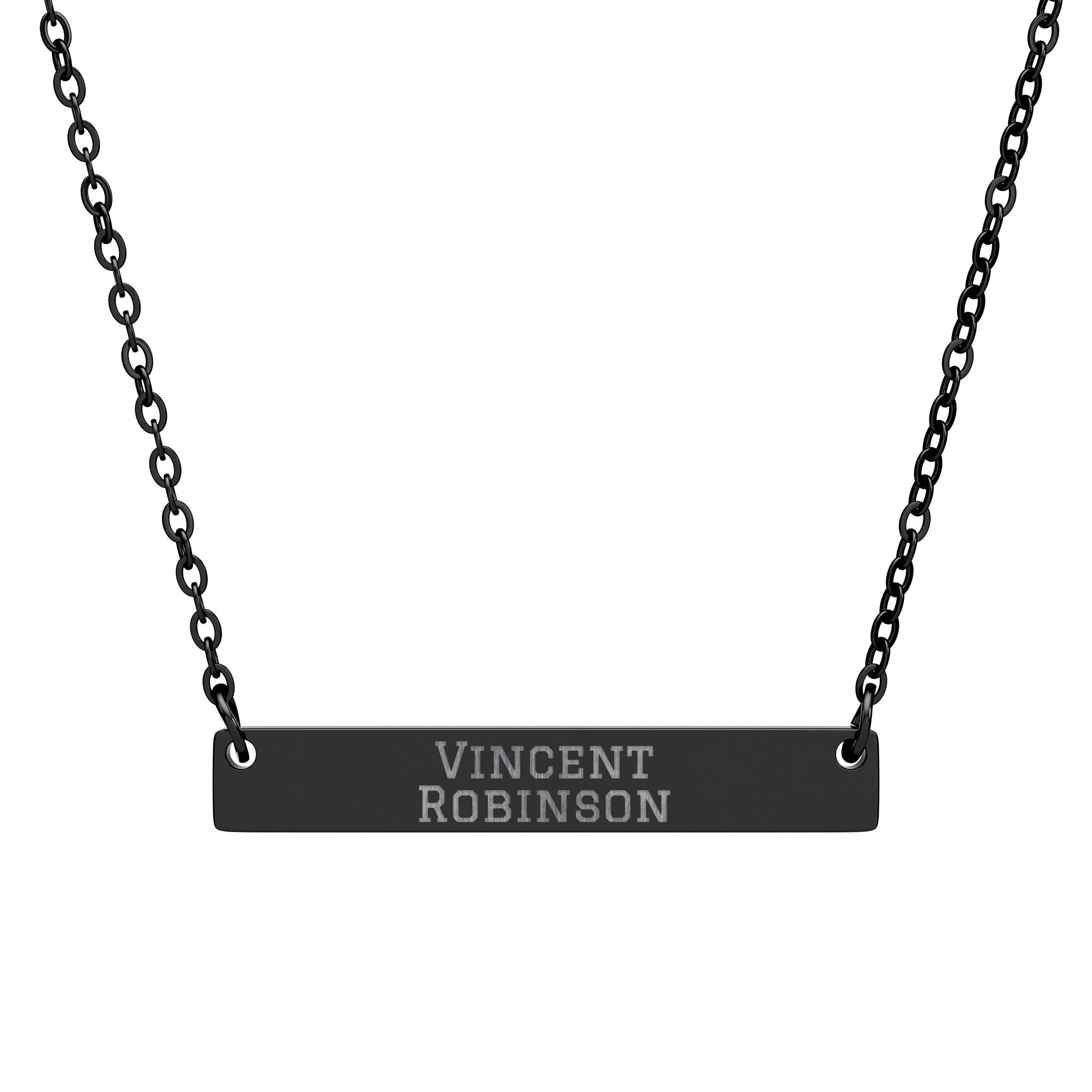 Engraved Bar Necklace — Classic in Black