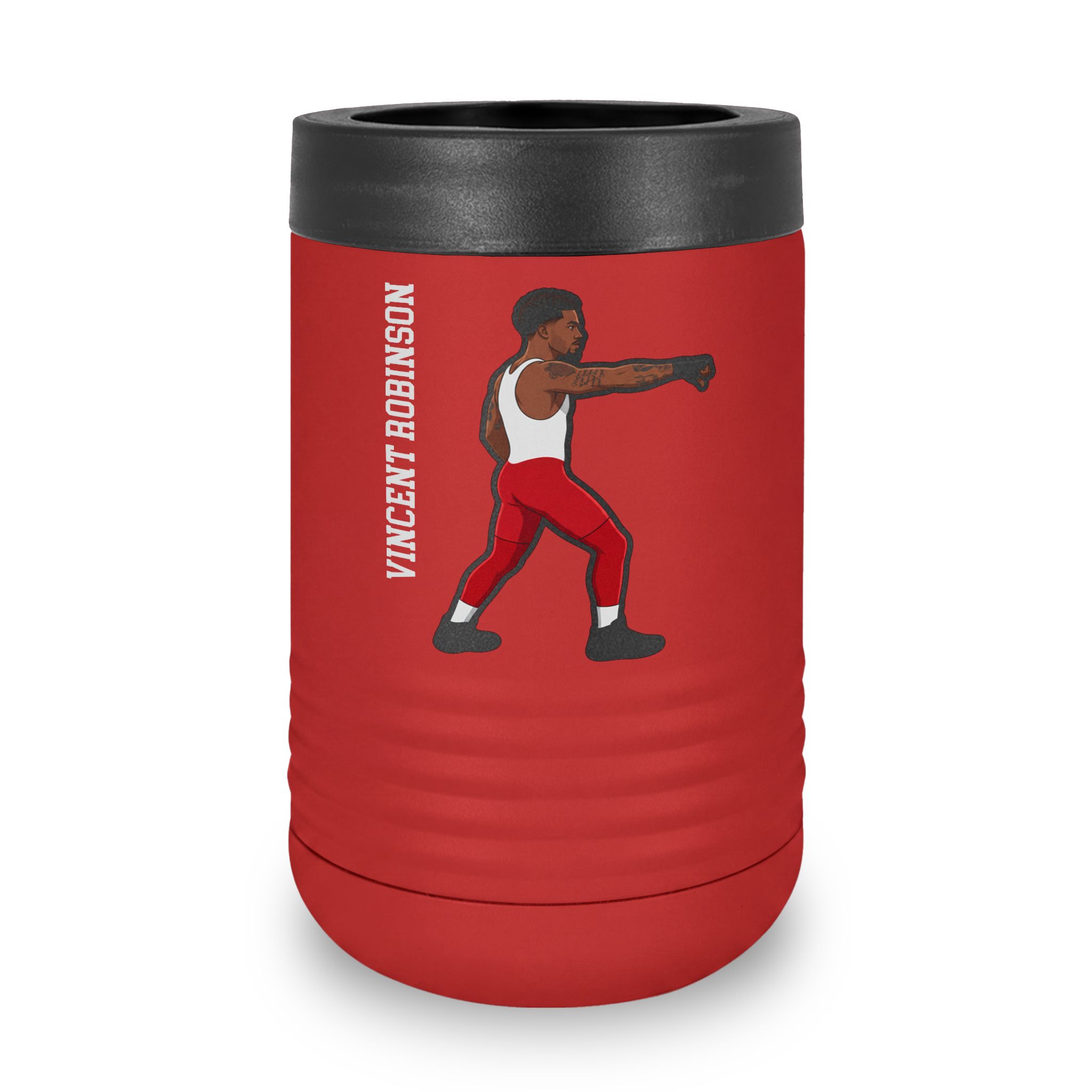 Stainless Can Cooler — character_name_vertical in Red