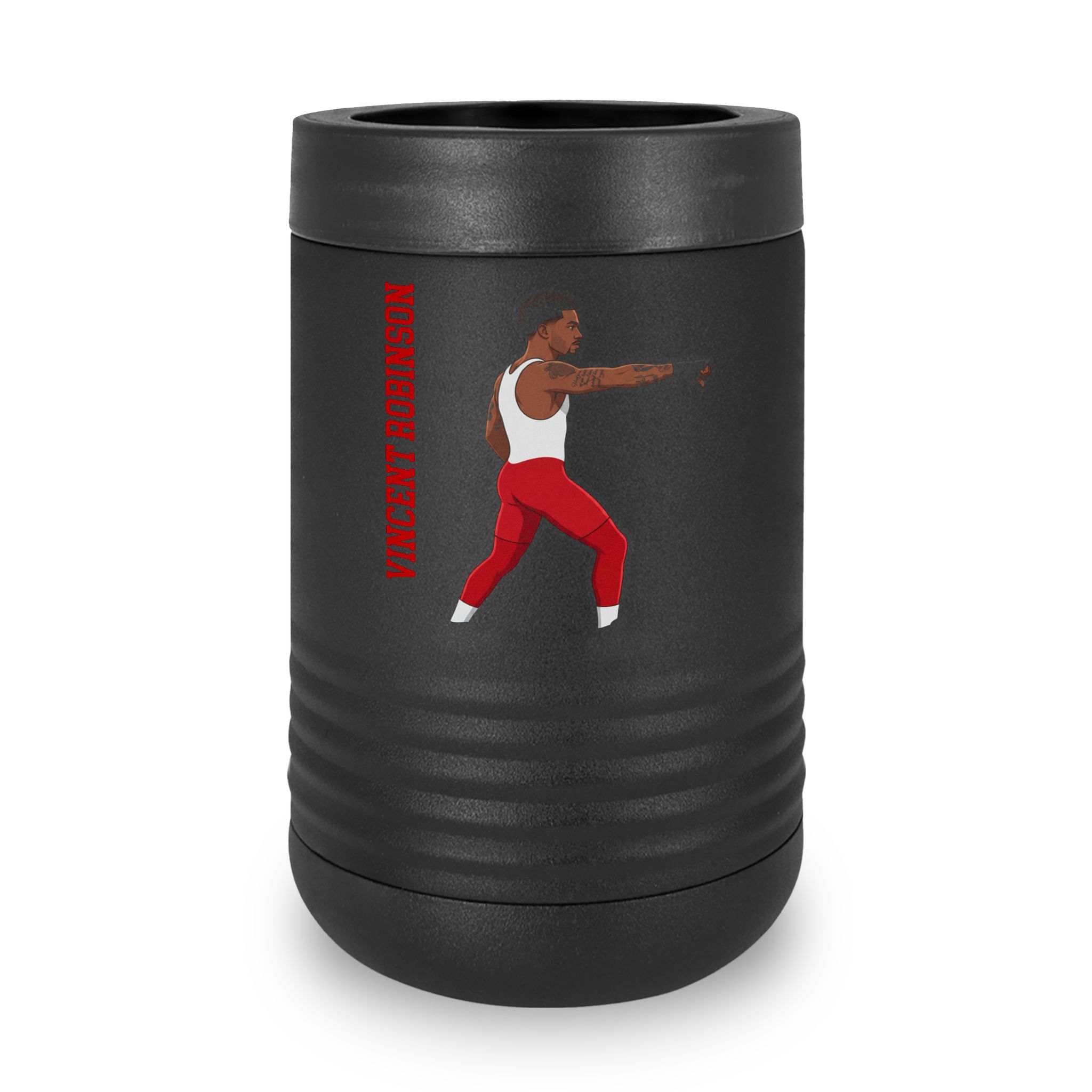 Stainless Can Cooler — character_name_vertical in Black