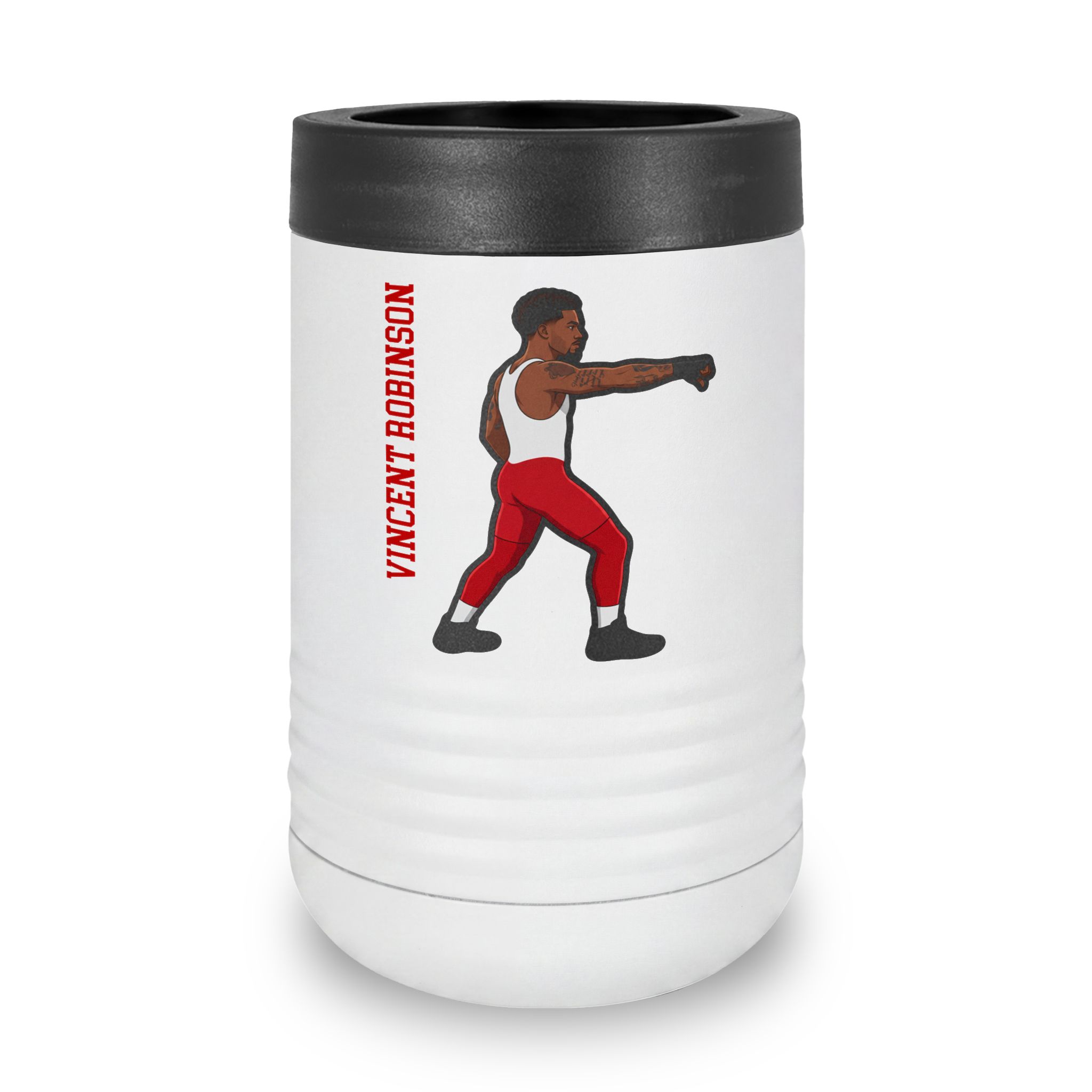 Stainless Can Cooler — character_name_vertical in White