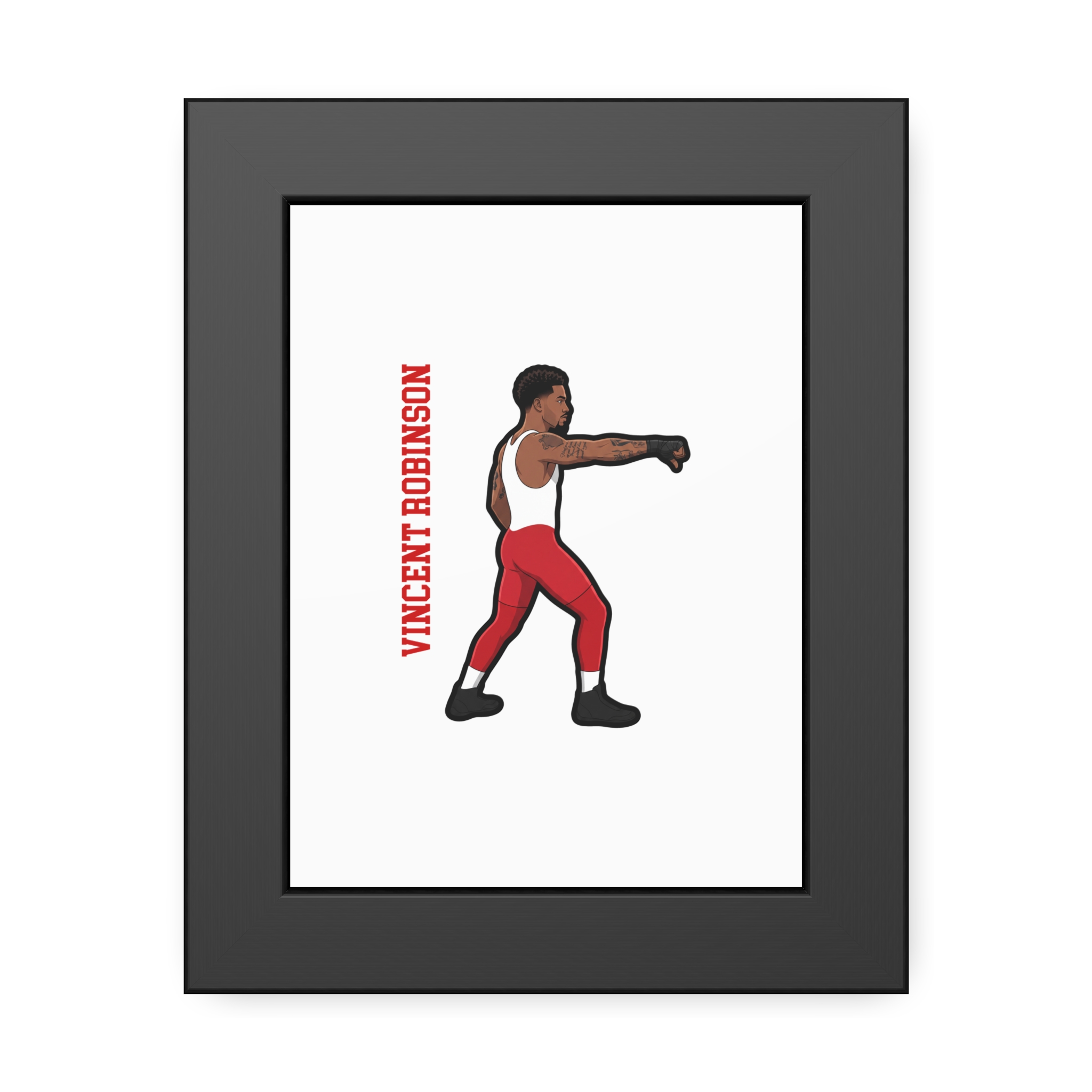 Framed Poster — character_name_vertical in Black
