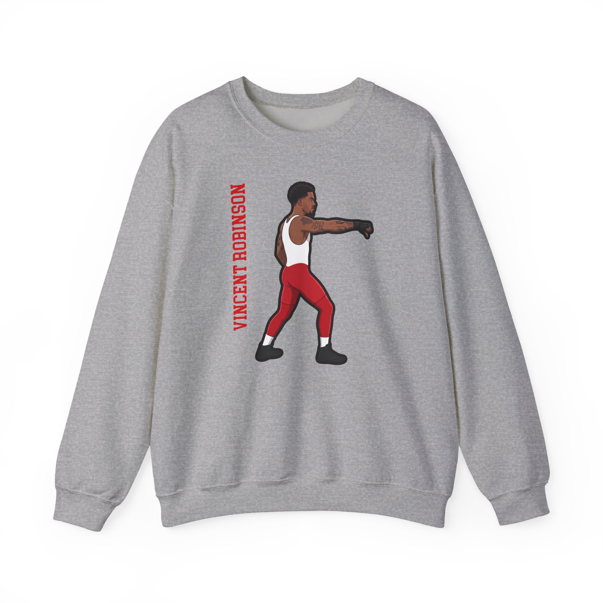 Crewneck Sweatshirt — character_name_vertical in Grey