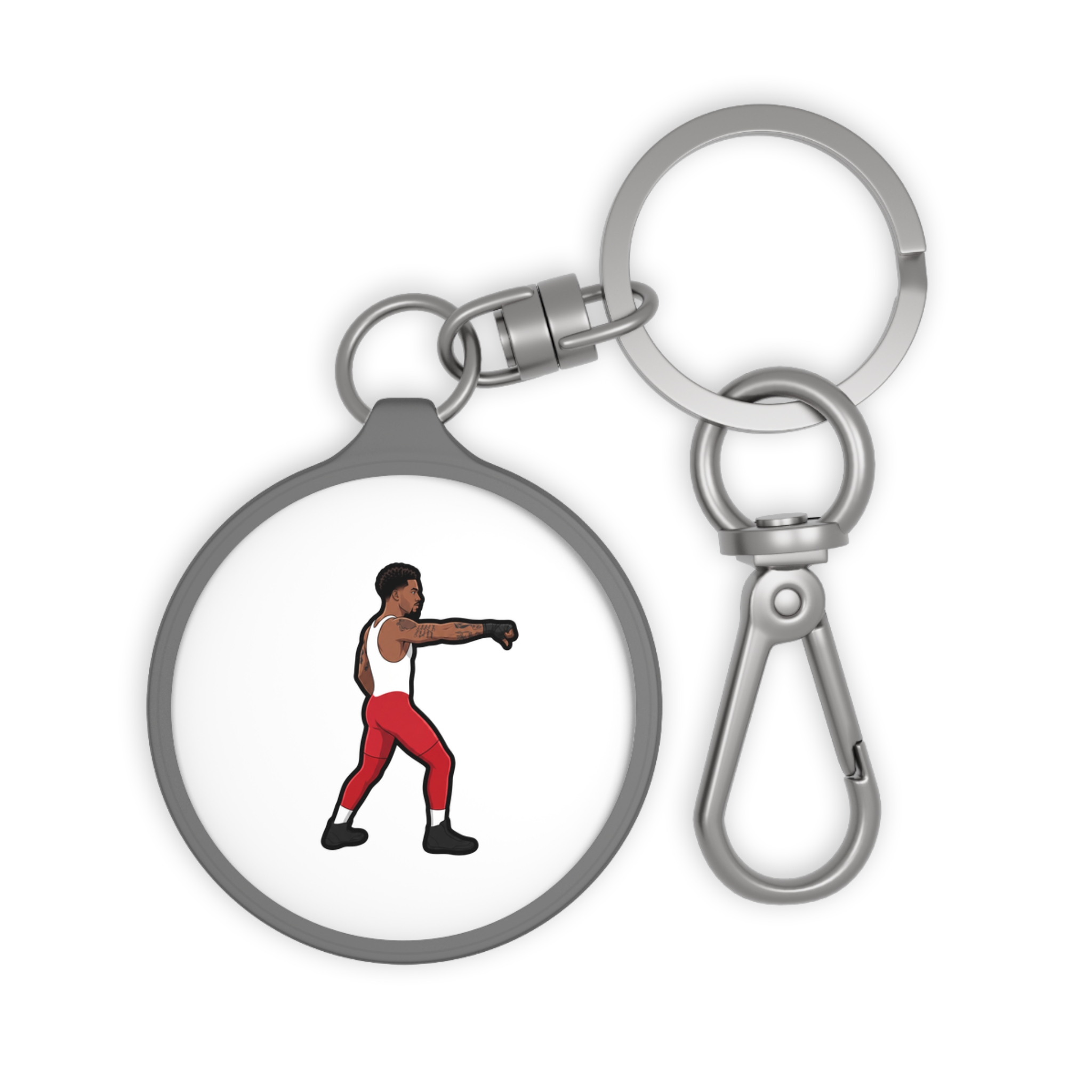 Keychain — character_name_vertical in Grey