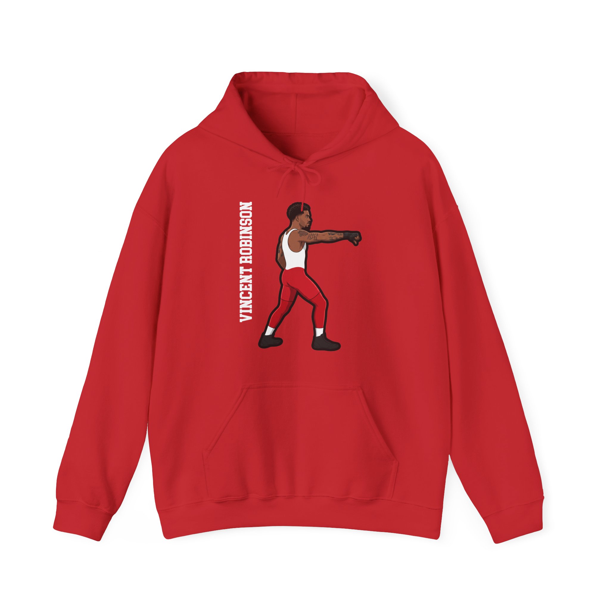 Hoodie — character_name_vertical in Red