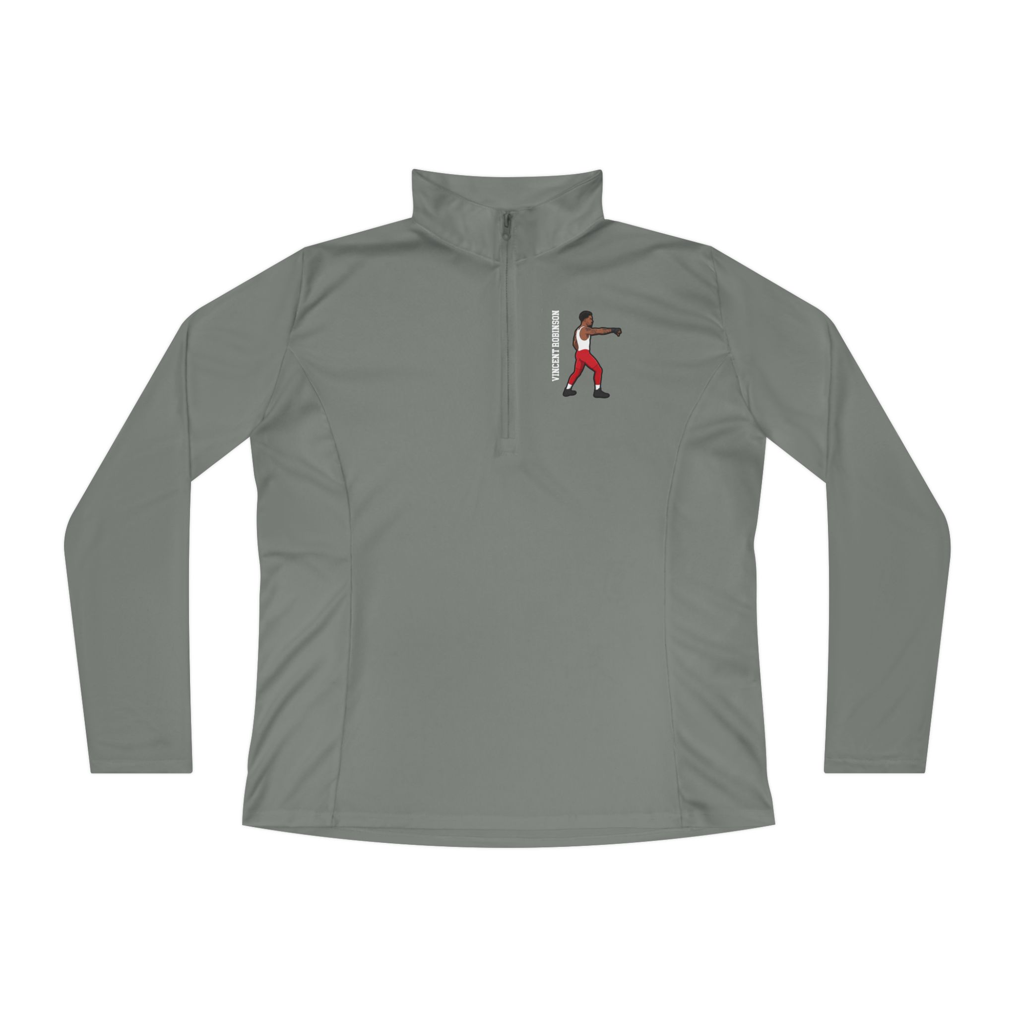 Women's Q-Zip Pullover — character_name_vertical in Grey