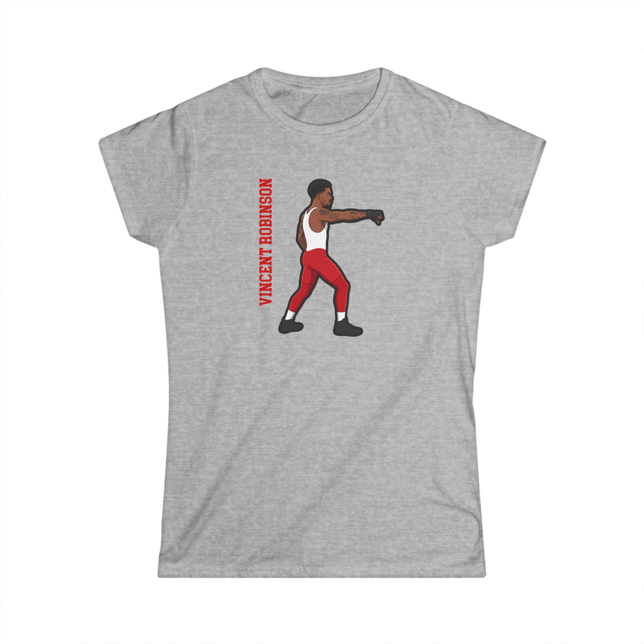 Women's Softstyle Tee — character_name_vertical in Grey