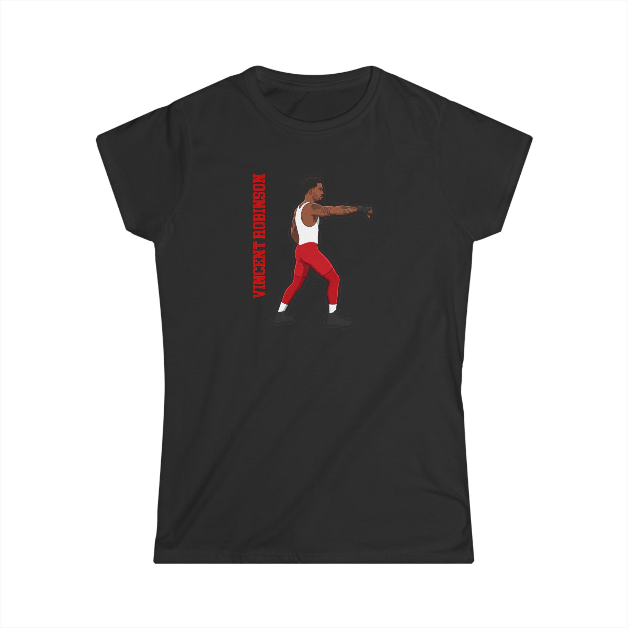Women's Softstyle Tee — character_name_vertical in Black