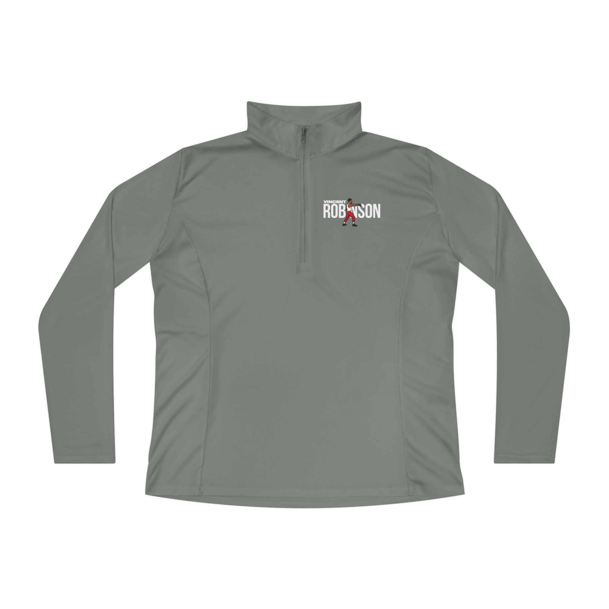 Women's Q-Zip Pullover — character_player_name in Grey