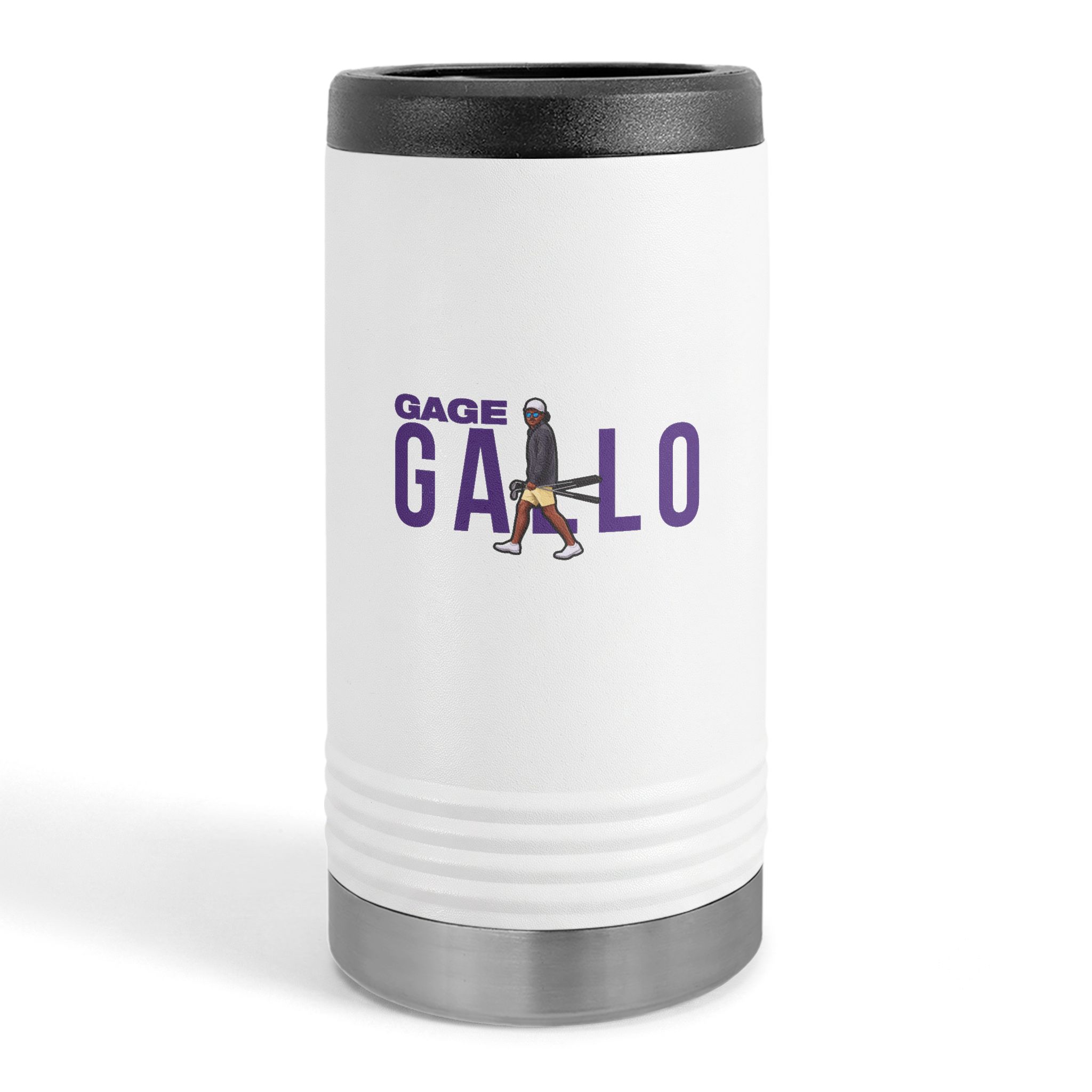Slim Stainless Can Cooler — character_player_name in White