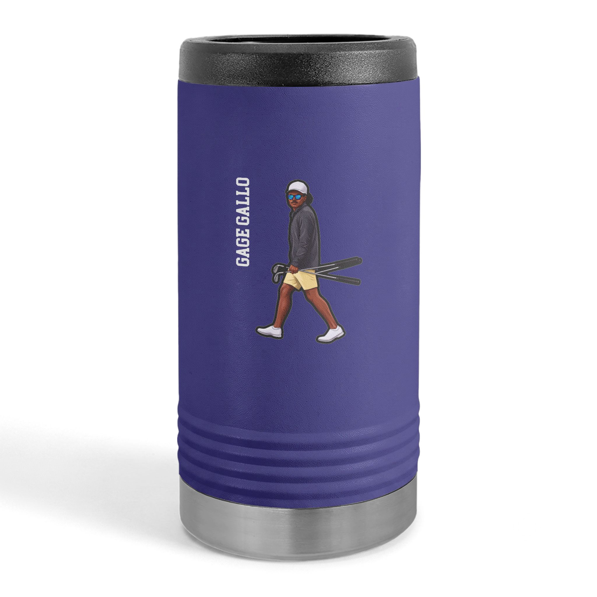 Slim Stainless Can Cooler — character_name_vertical in Purple