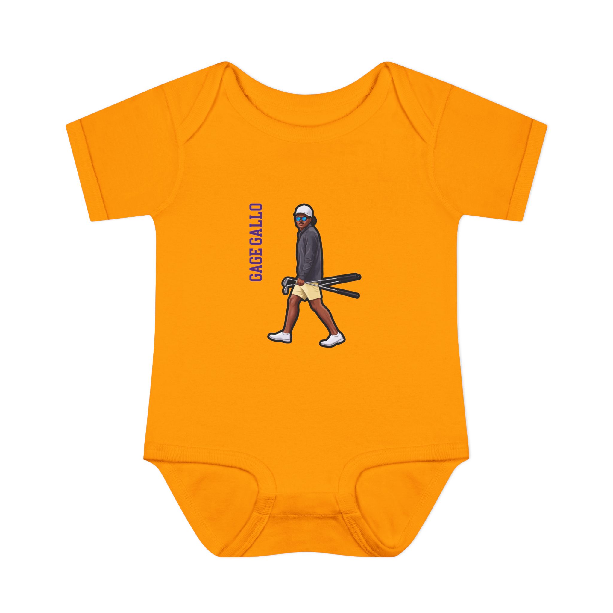 Baby Onesie — character_name_vertical in Gold