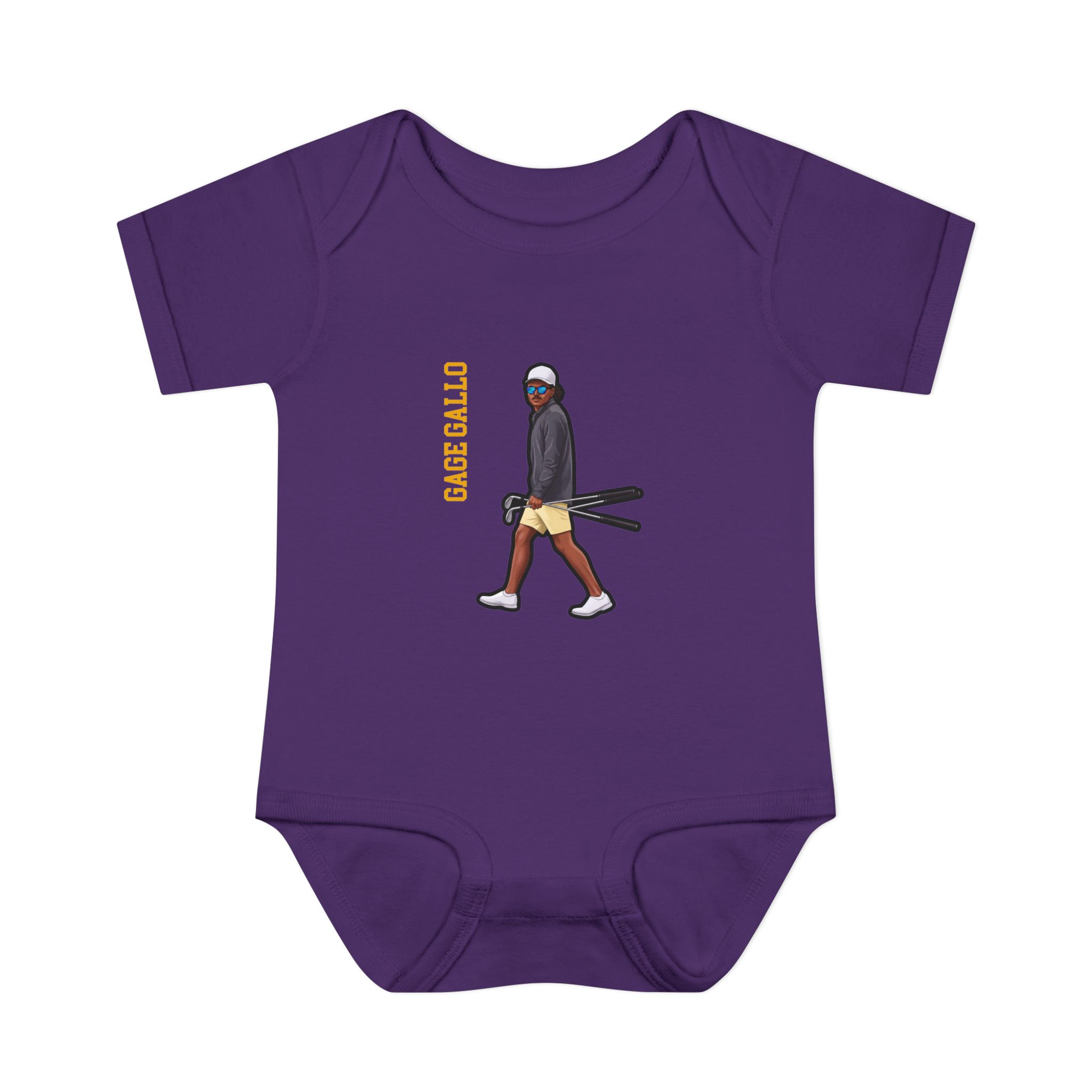 Baby Onesie — character_name_vertical in Purple