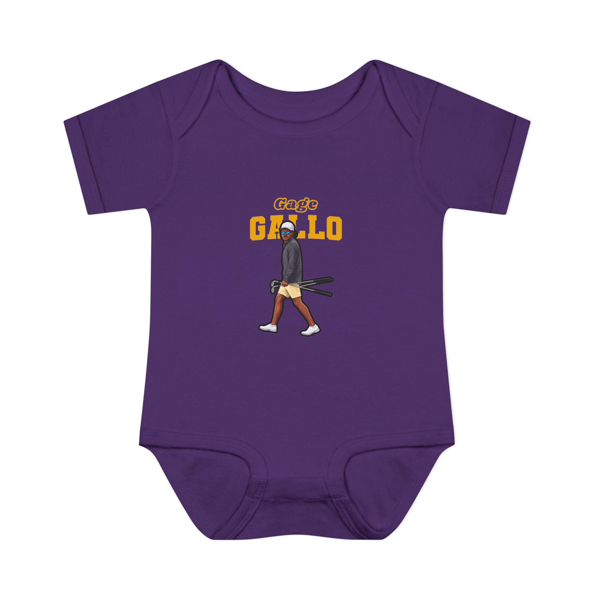 Baby Onesie — character_name_arch in Purple