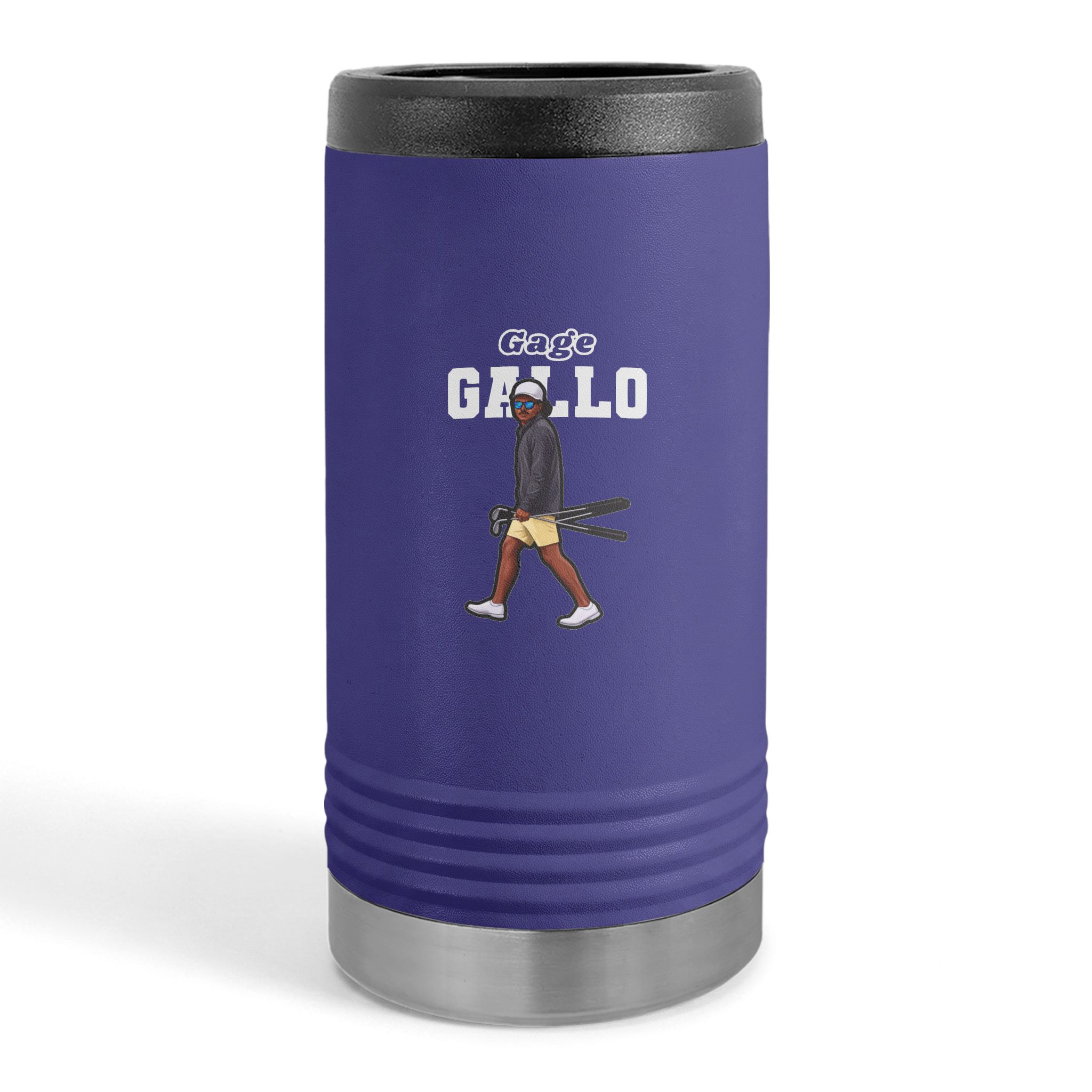 Slim Stainless Can Cooler — character_name_arch in Purple