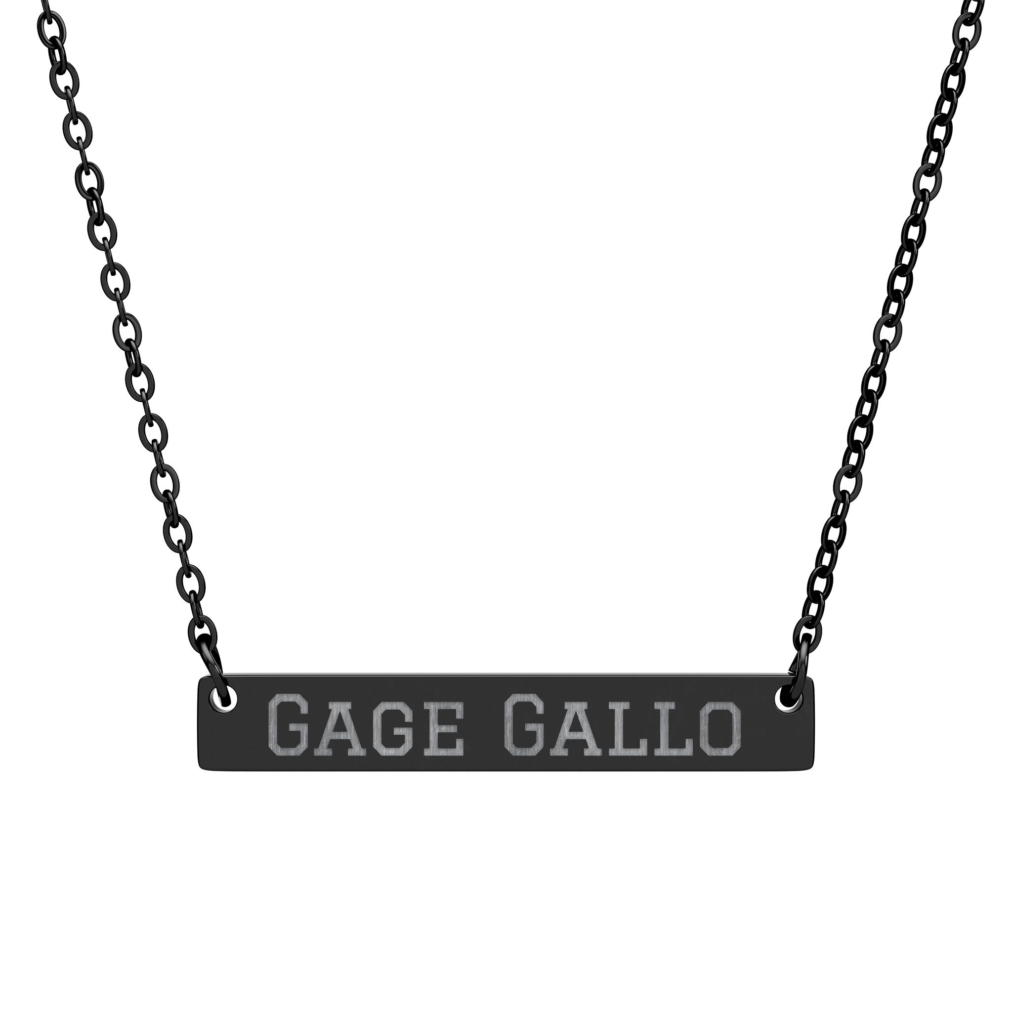 Engraved Bar Necklace — Classic in Black