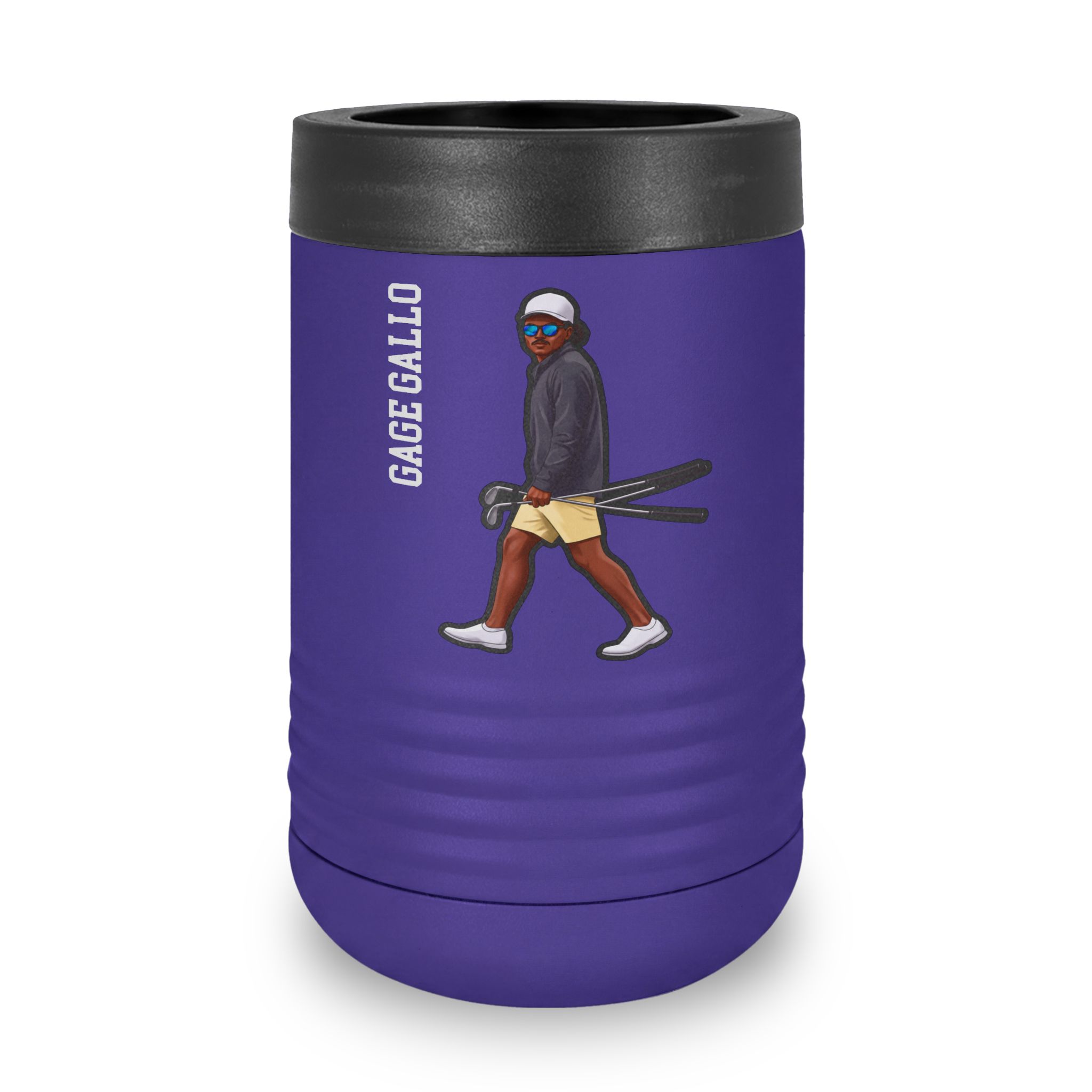 Stainless Can Cooler — character_name_vertical in Purple