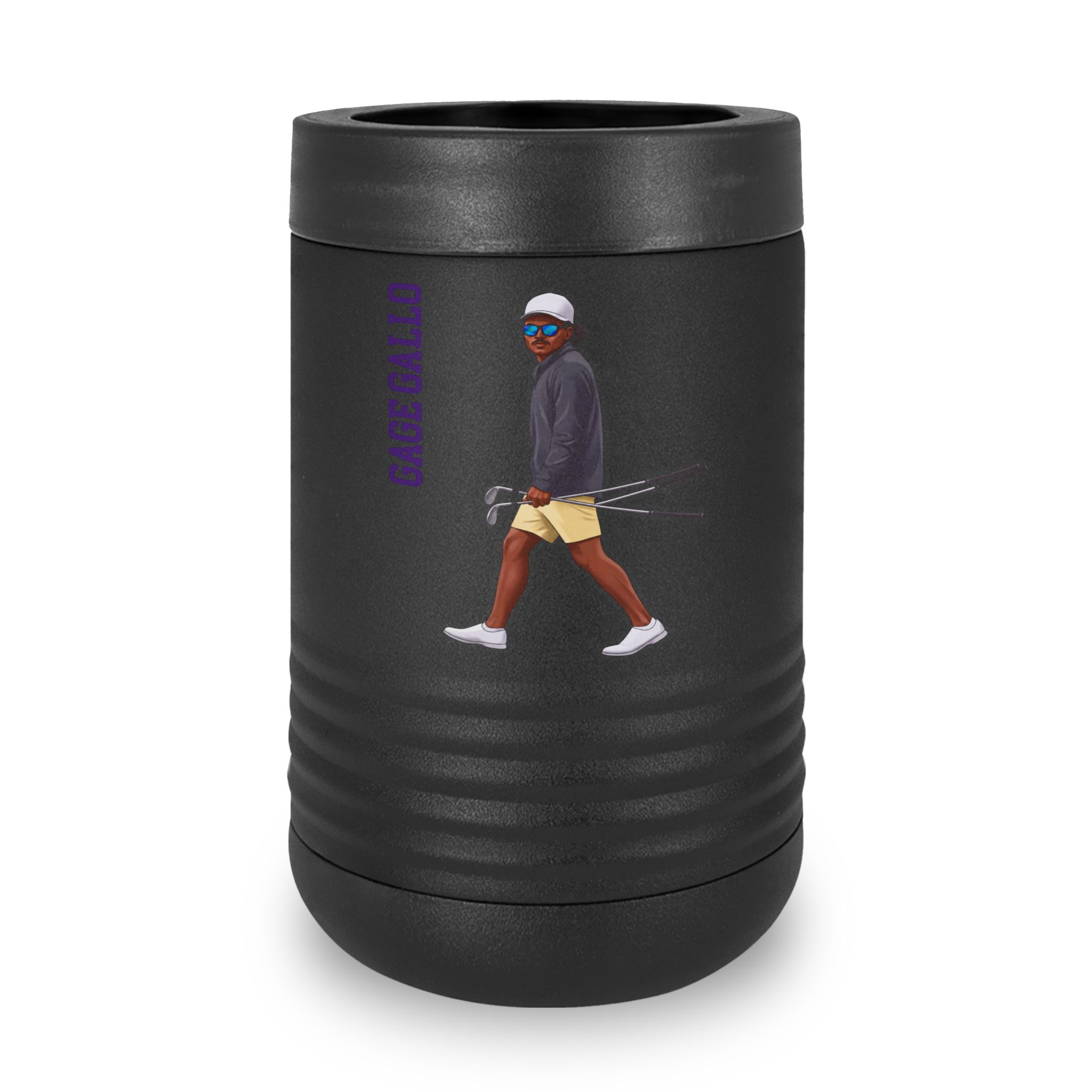 Stainless Can Cooler — character_name_vertical in Black