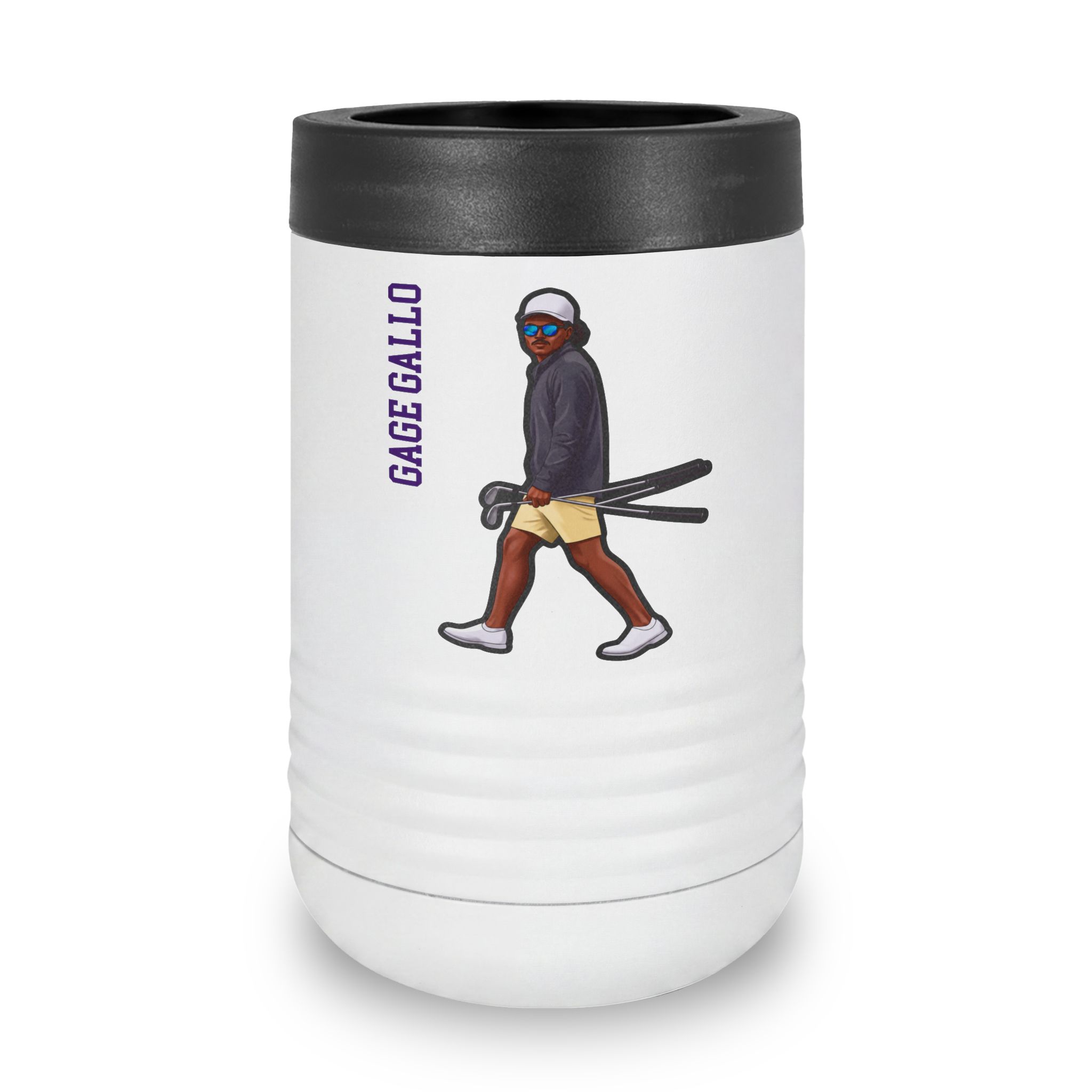 Stainless Can Cooler — character_name_vertical in White