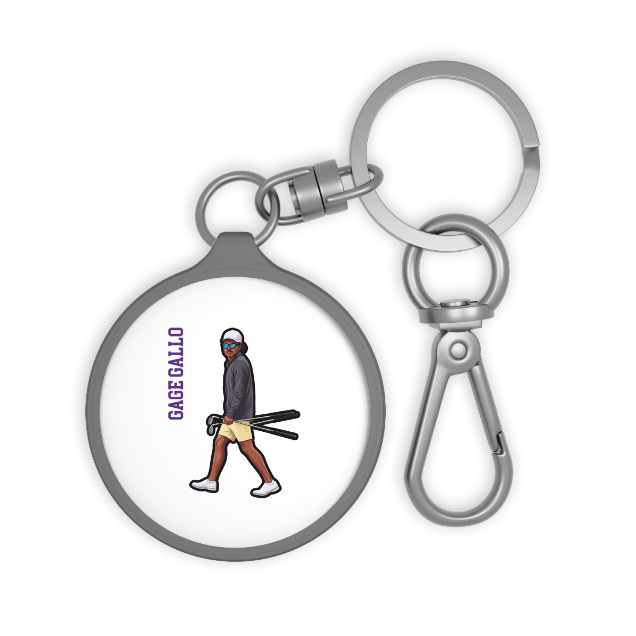 Keychain — character_name_vertical in Grey