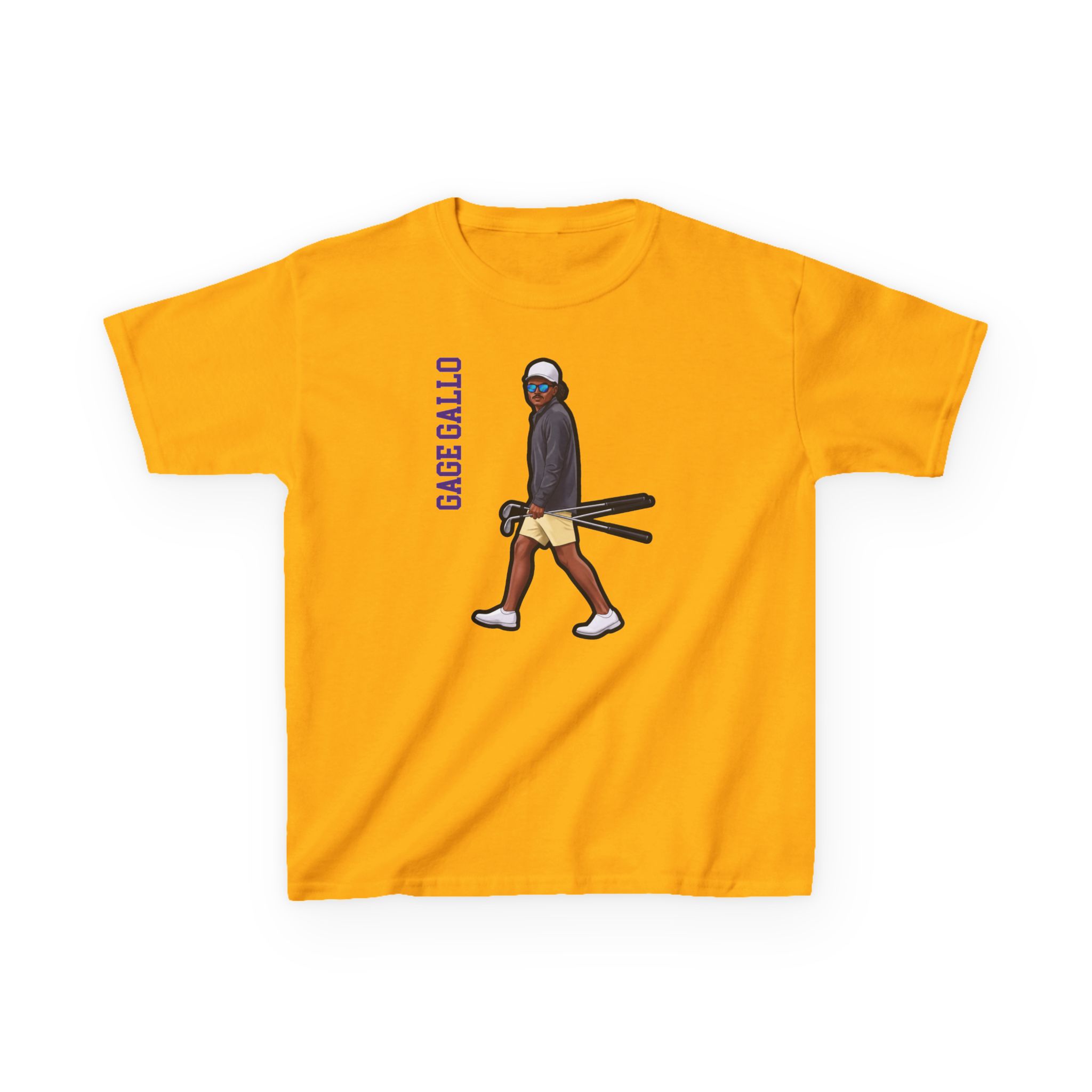 Youth Tee — character_name_vertical in Gold