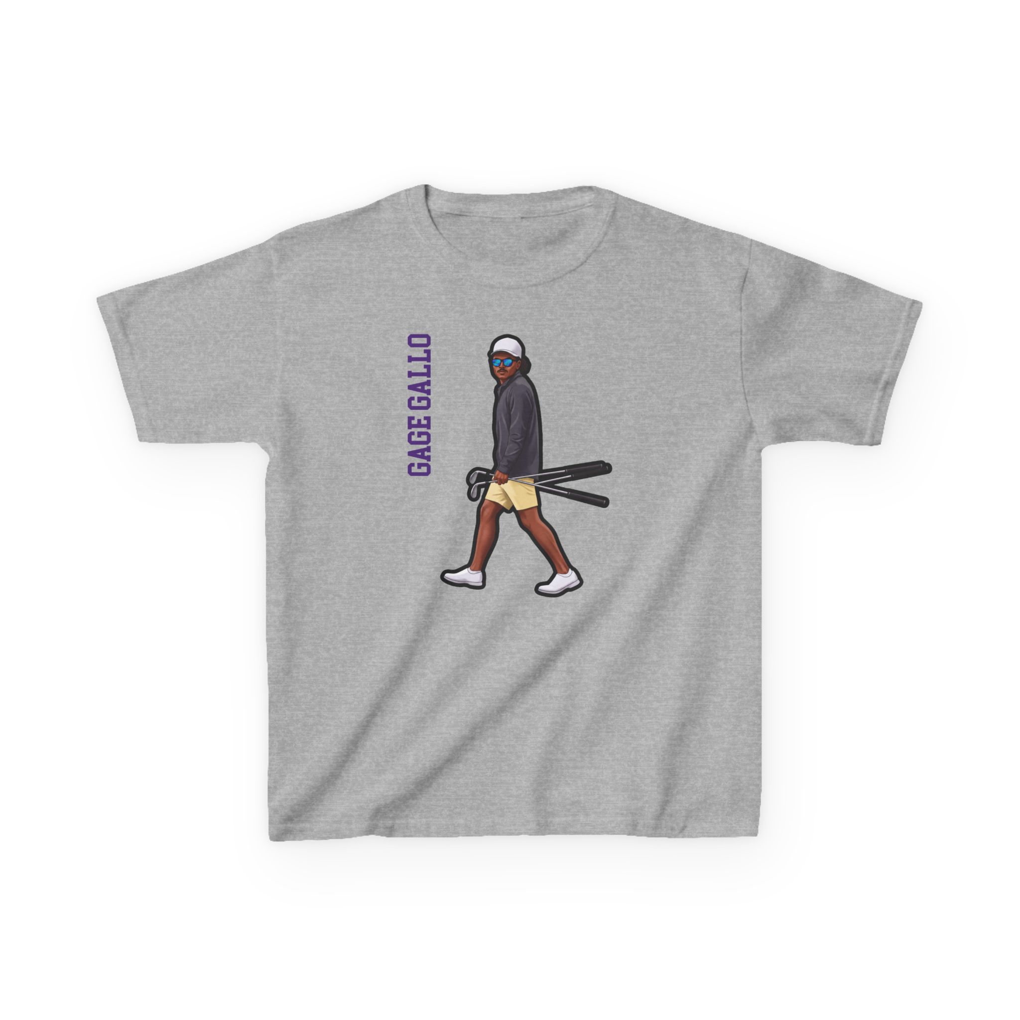 Youth Tee — character_name_vertical in Grey
